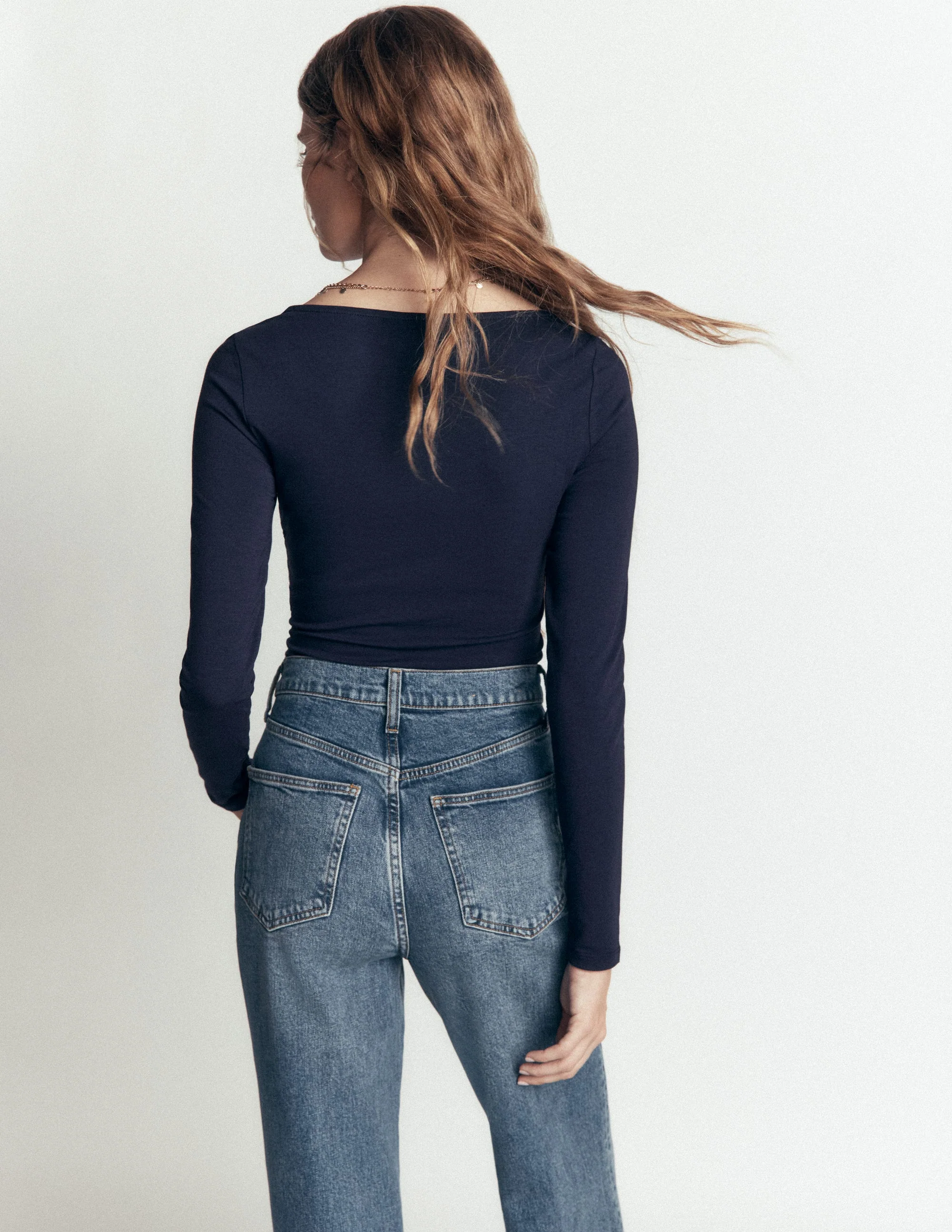 Gathered Detail Long sleeve-Navy - Image 6