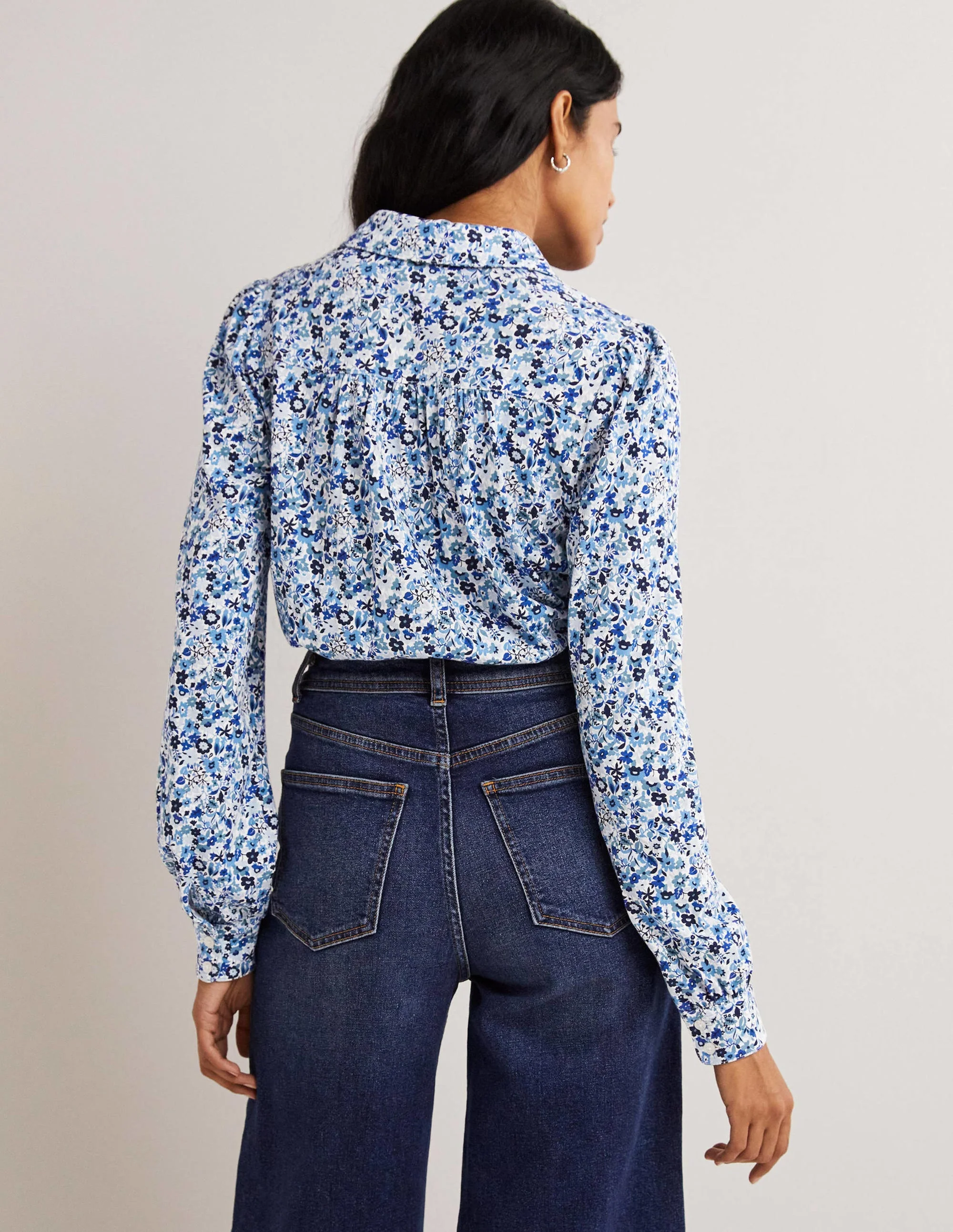 Gathered Detail Shirt-Dusty Blue, Floret Meadow - Image 3