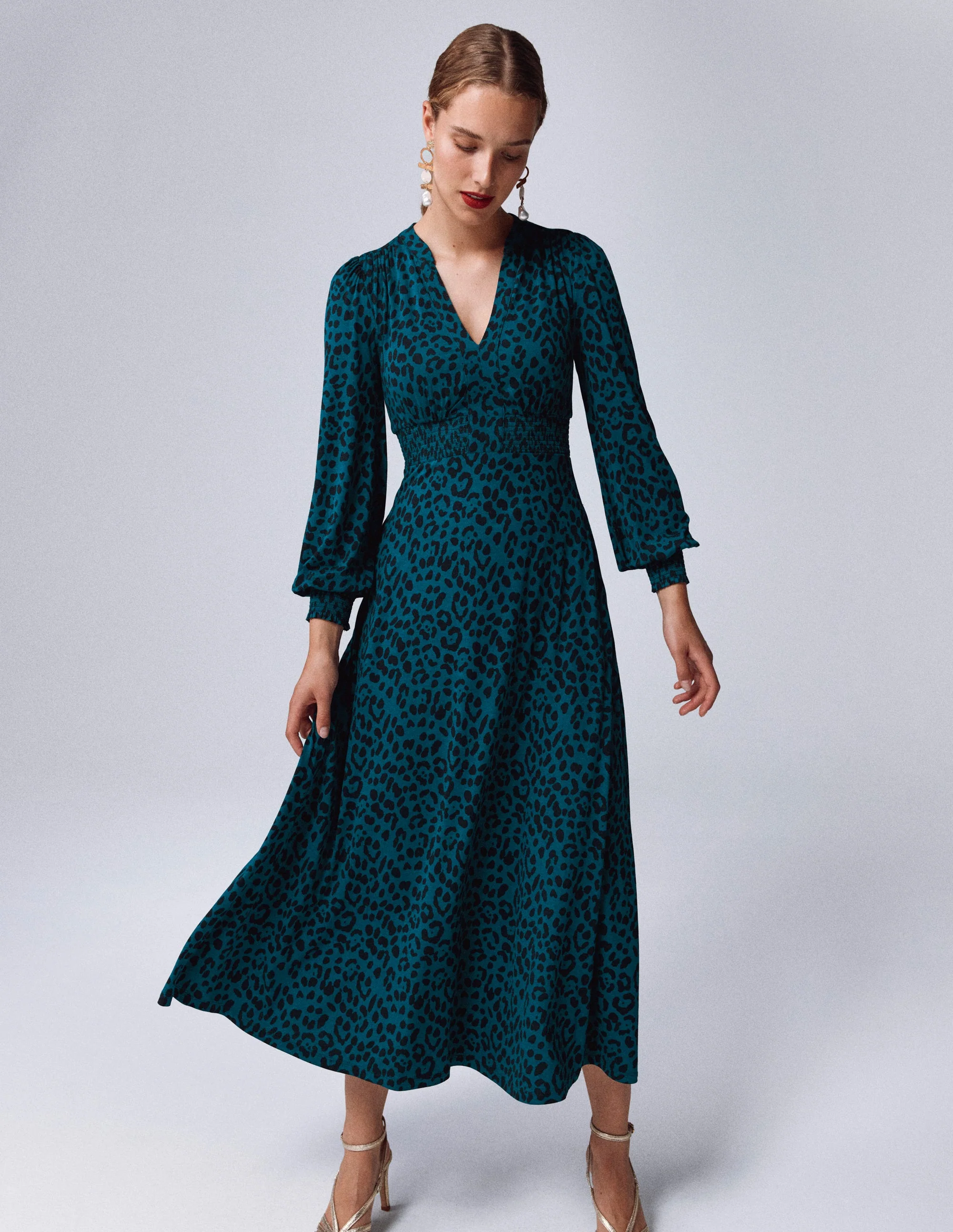 Georgia Jersey Midi Dress-Midnight Ocean, Brushed Animal - Image 5