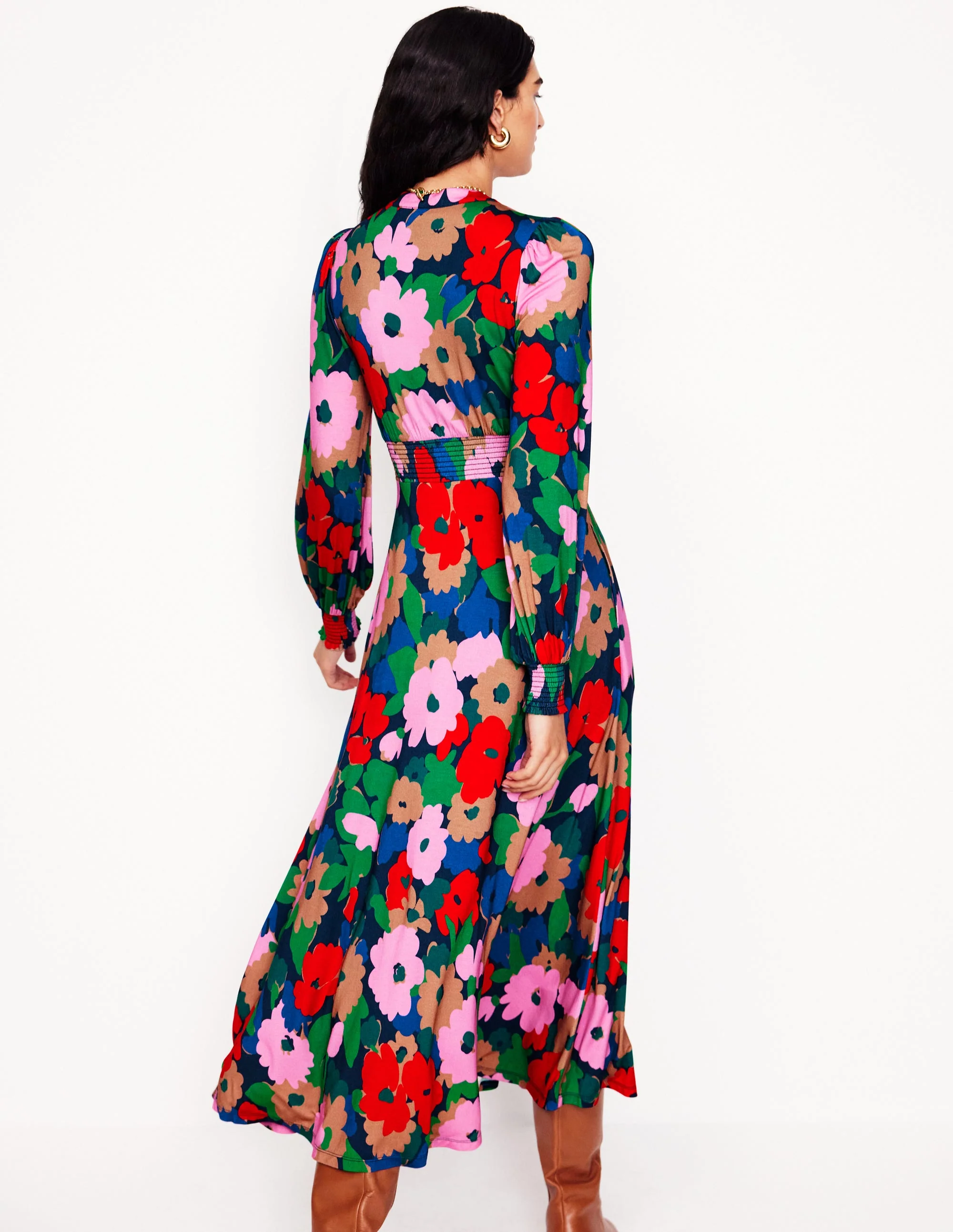 Georgia Jersey Midi Dress-Multi, Painterly Meadow - Image 3