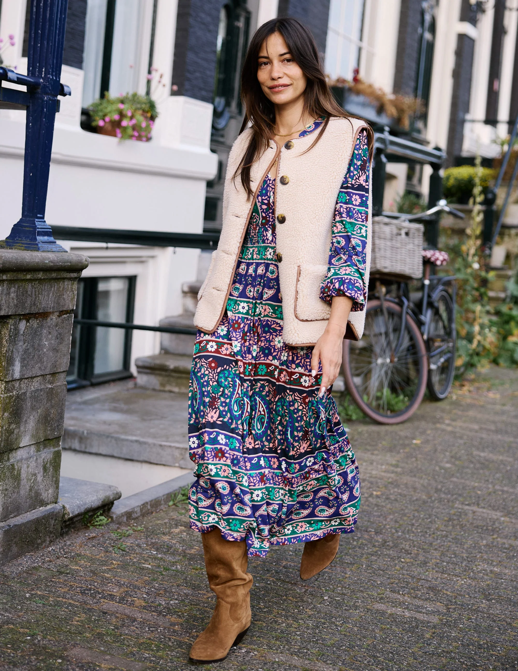 Georgia Jersey Midi Dress-Rich Blue, Paisley Medley - Image 6