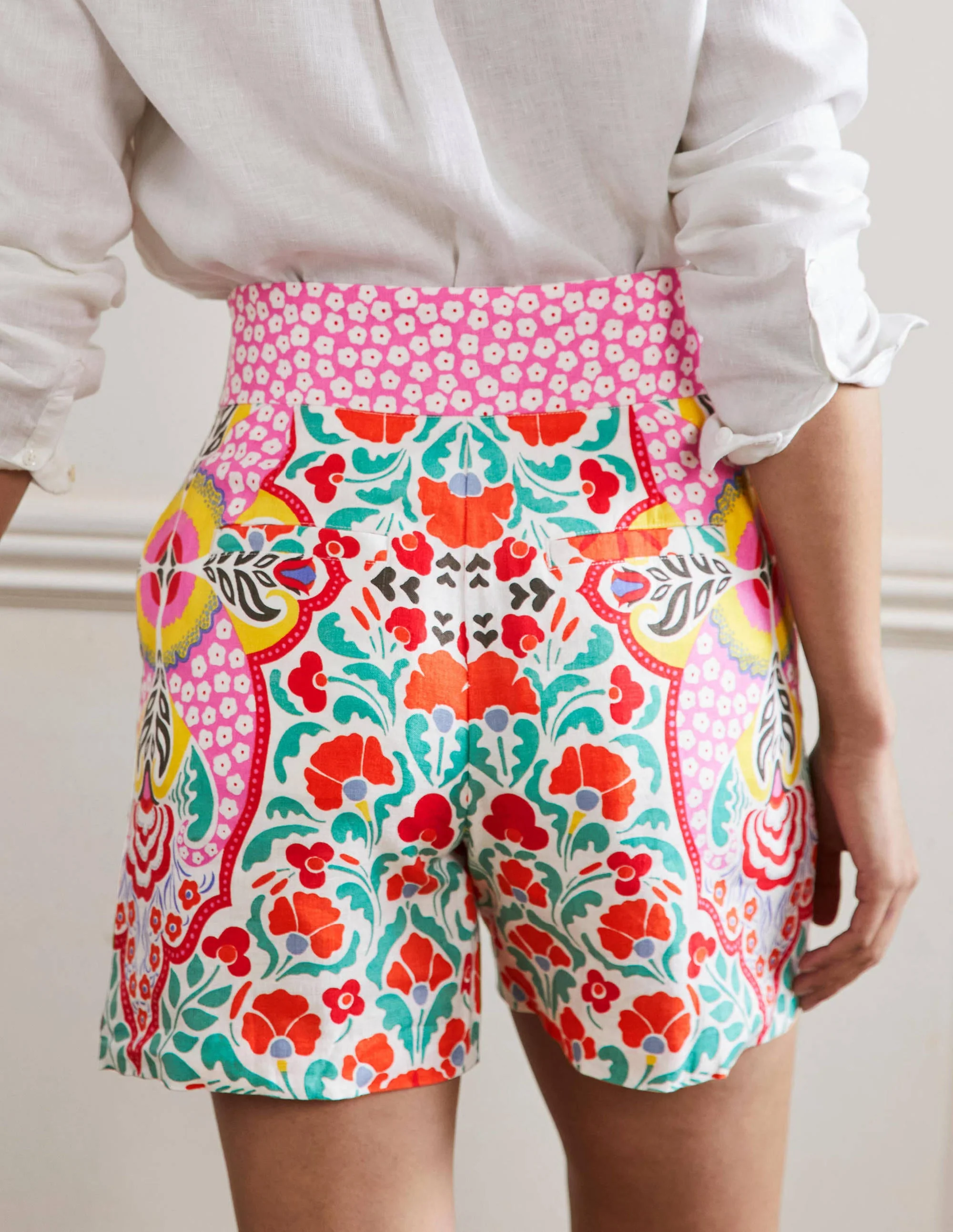 Georgina Linen Shorts-Multi, Passion Bloom - Image 9