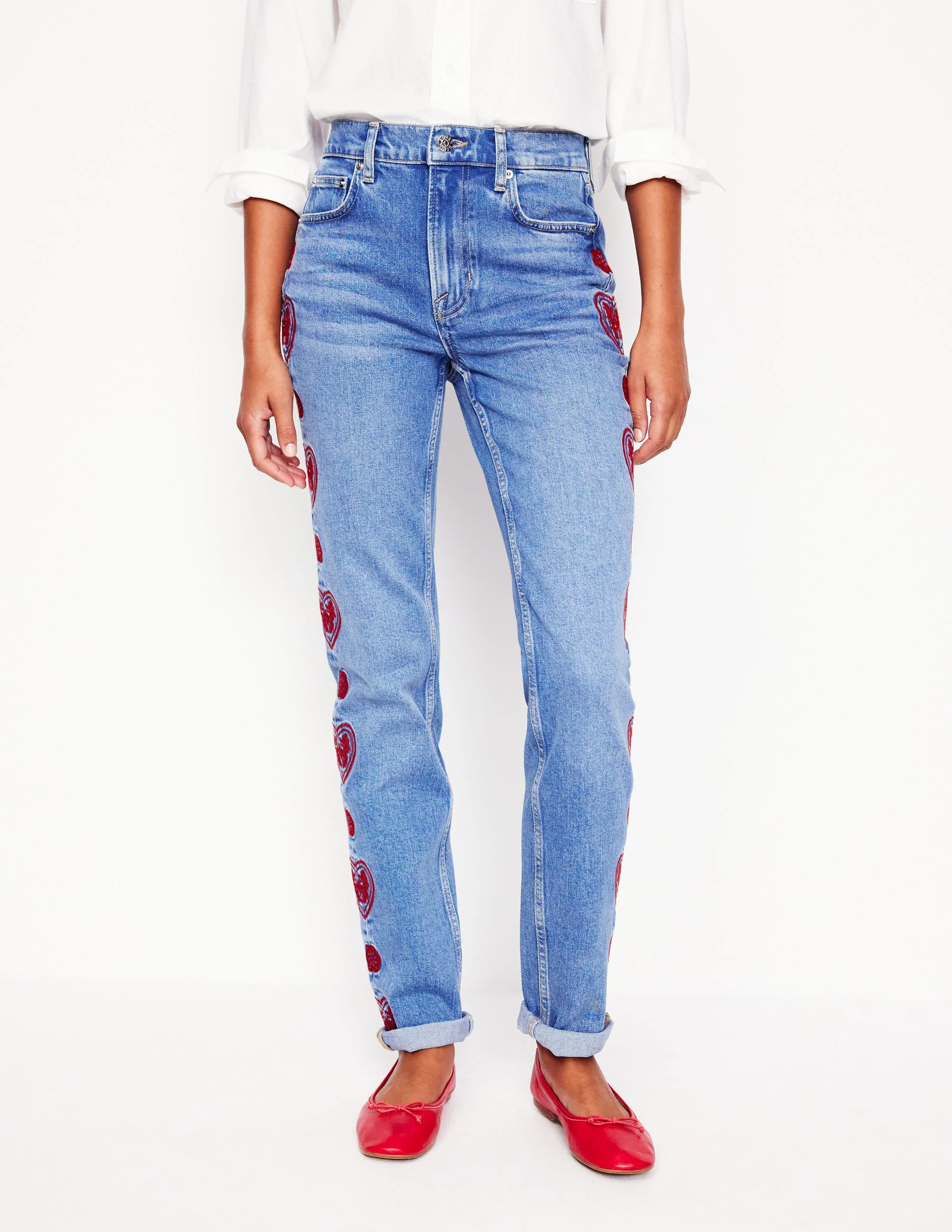Girlfriend Jeans-Heart Embroidery - Image 5