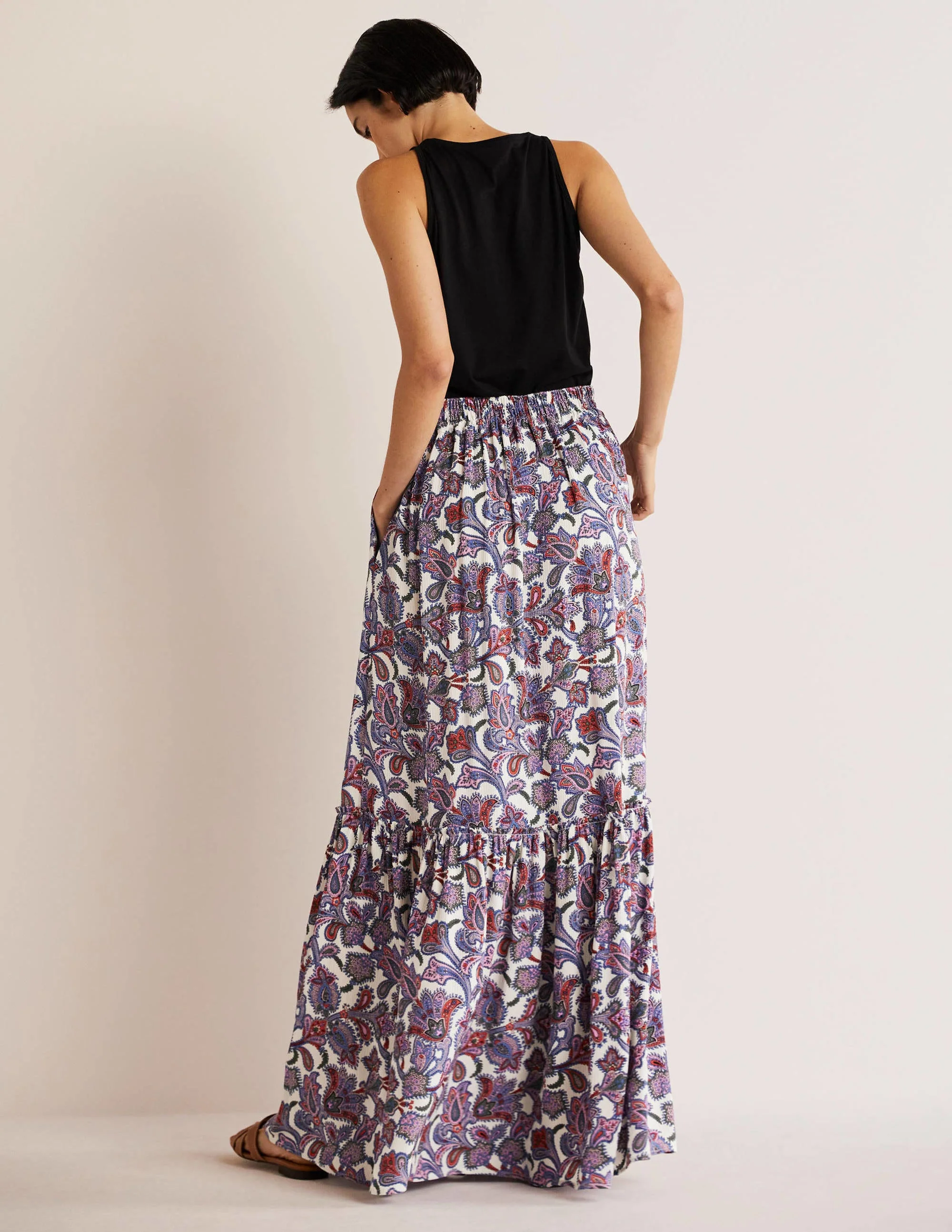 Grace Crinkle Maxi Skirt-Ivory, Paisley Bud - Image 3