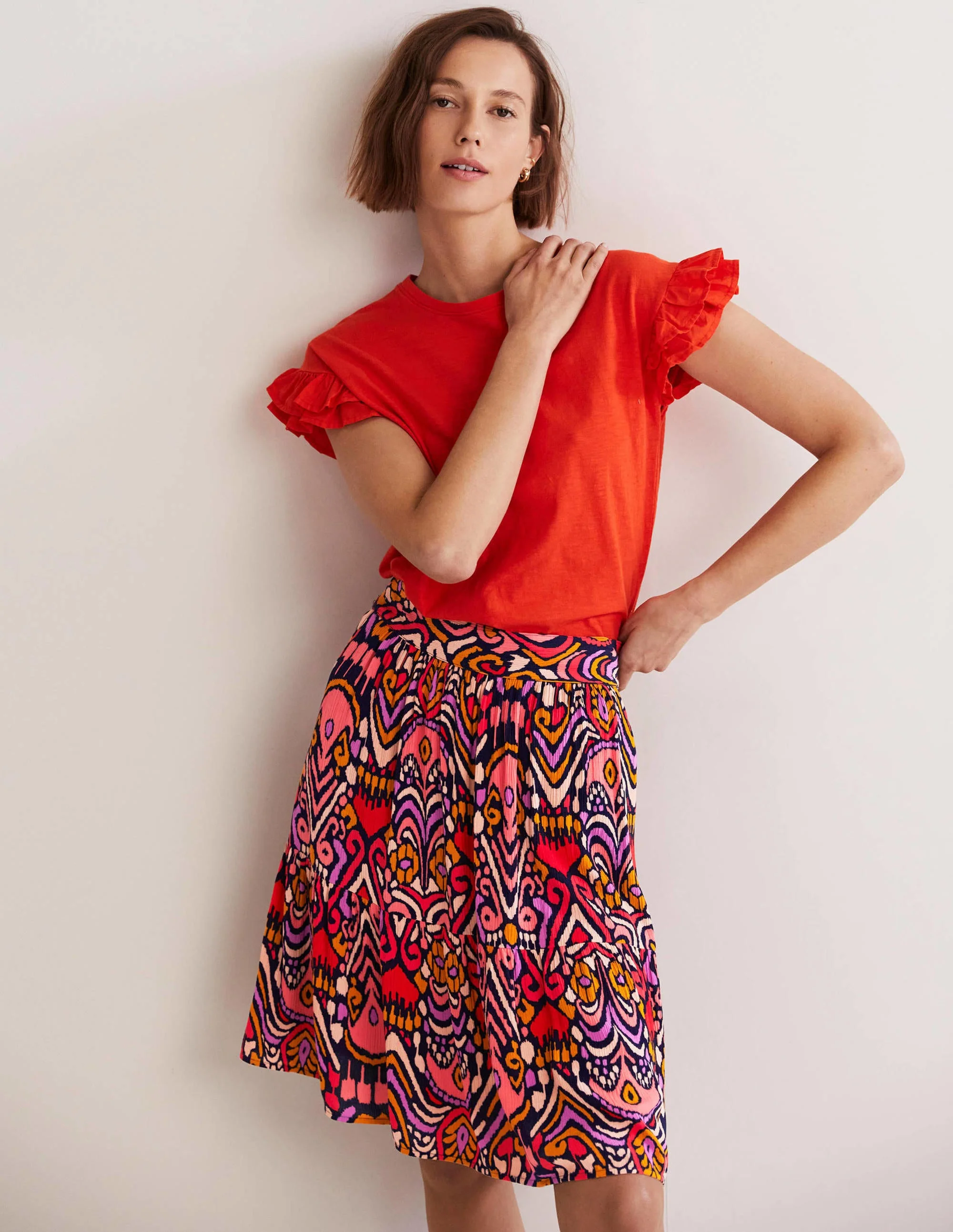 Grace Crinkle Mini Skirt-French Navy, Ikat Charm