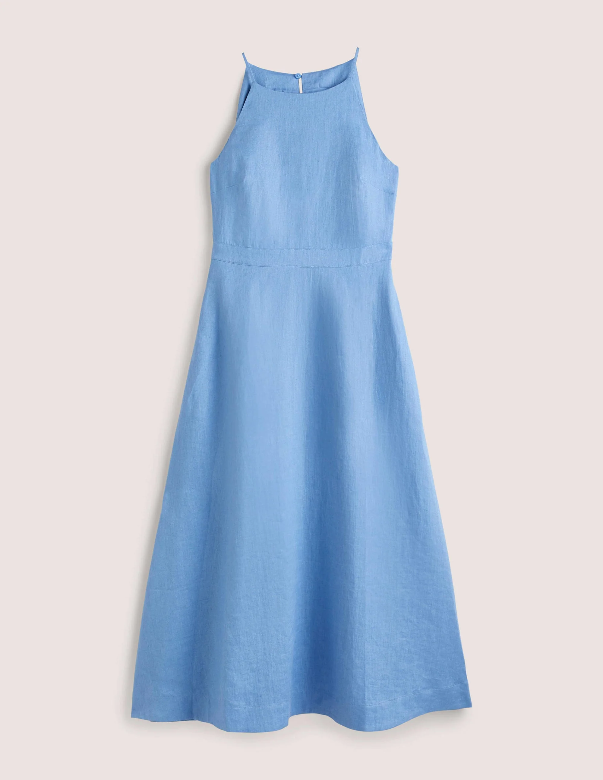 Halterneck Linen Midi Dress-Riviera Blue - Image 6