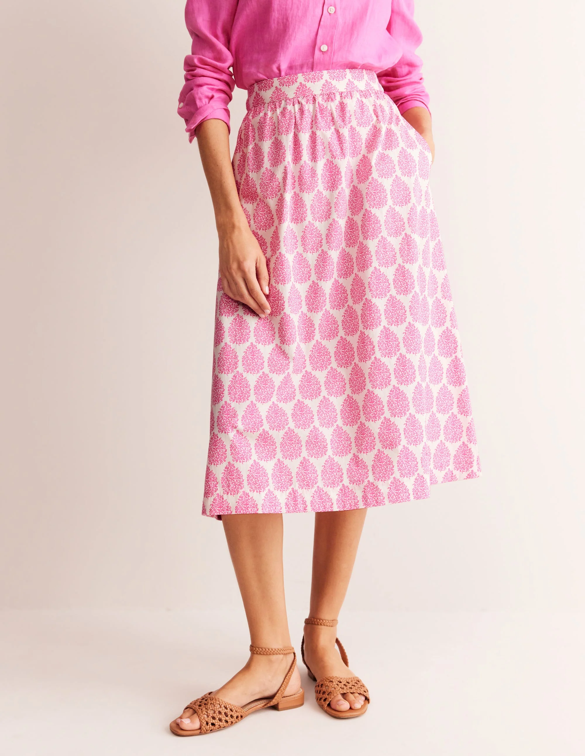 Hattie Poplin Midi Skirt-Sangria Sunset, Floret Paisley - Image 4