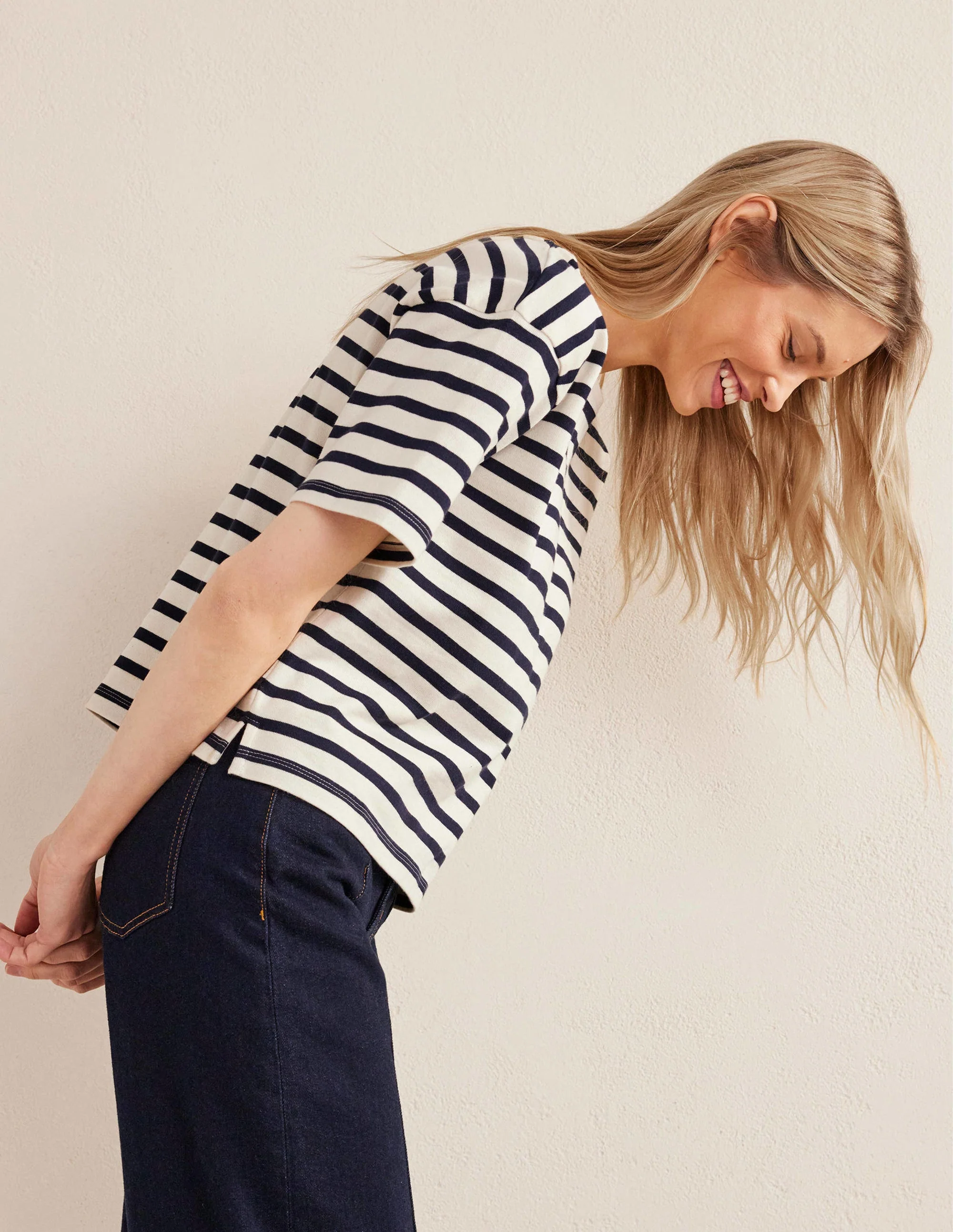 Heavyweight Breton T-Shirt-Ivory/Navy Stripe