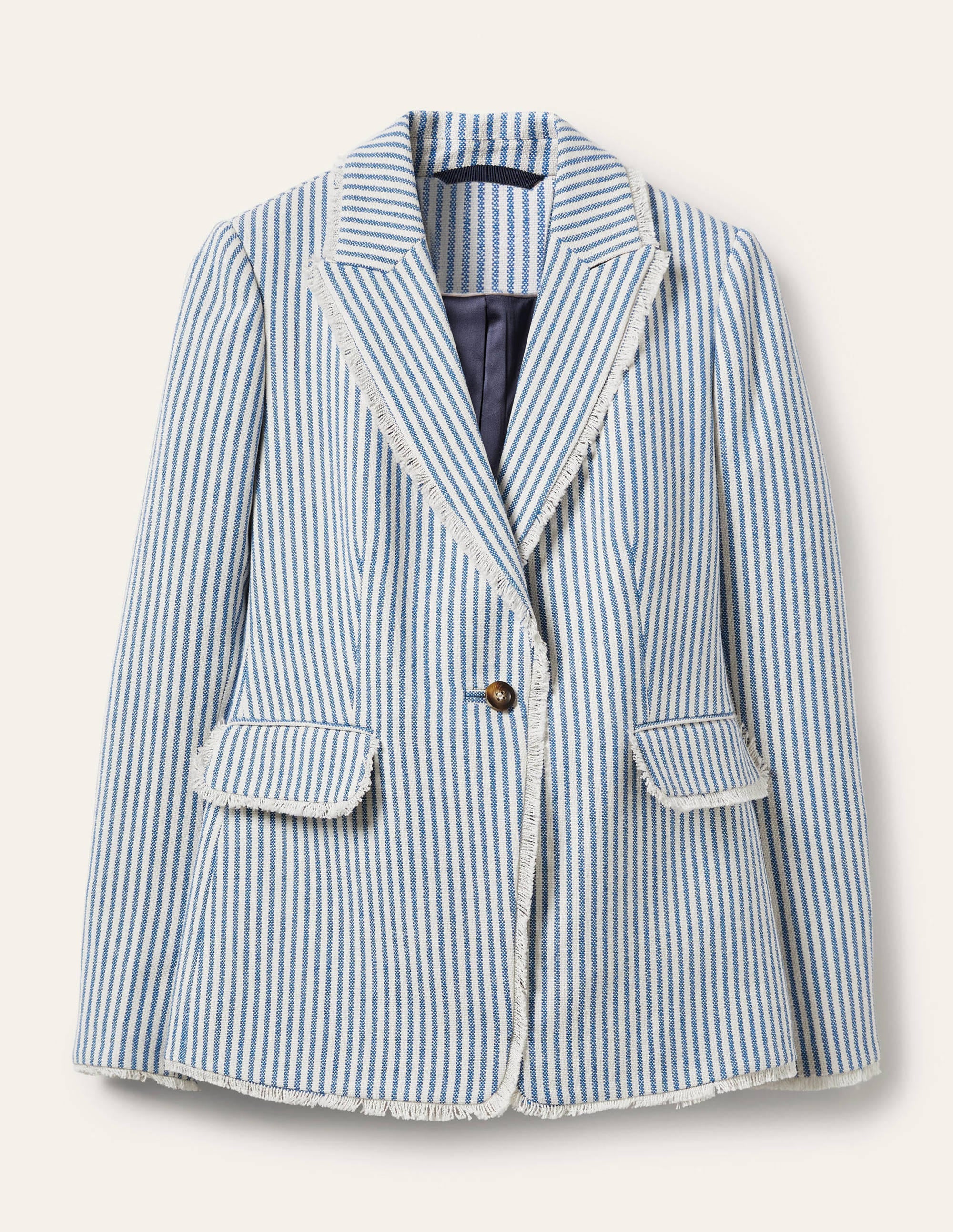 Hever Cotton Twill Blazer-Atlantic Blue/ Ivory Stripe - Image 6