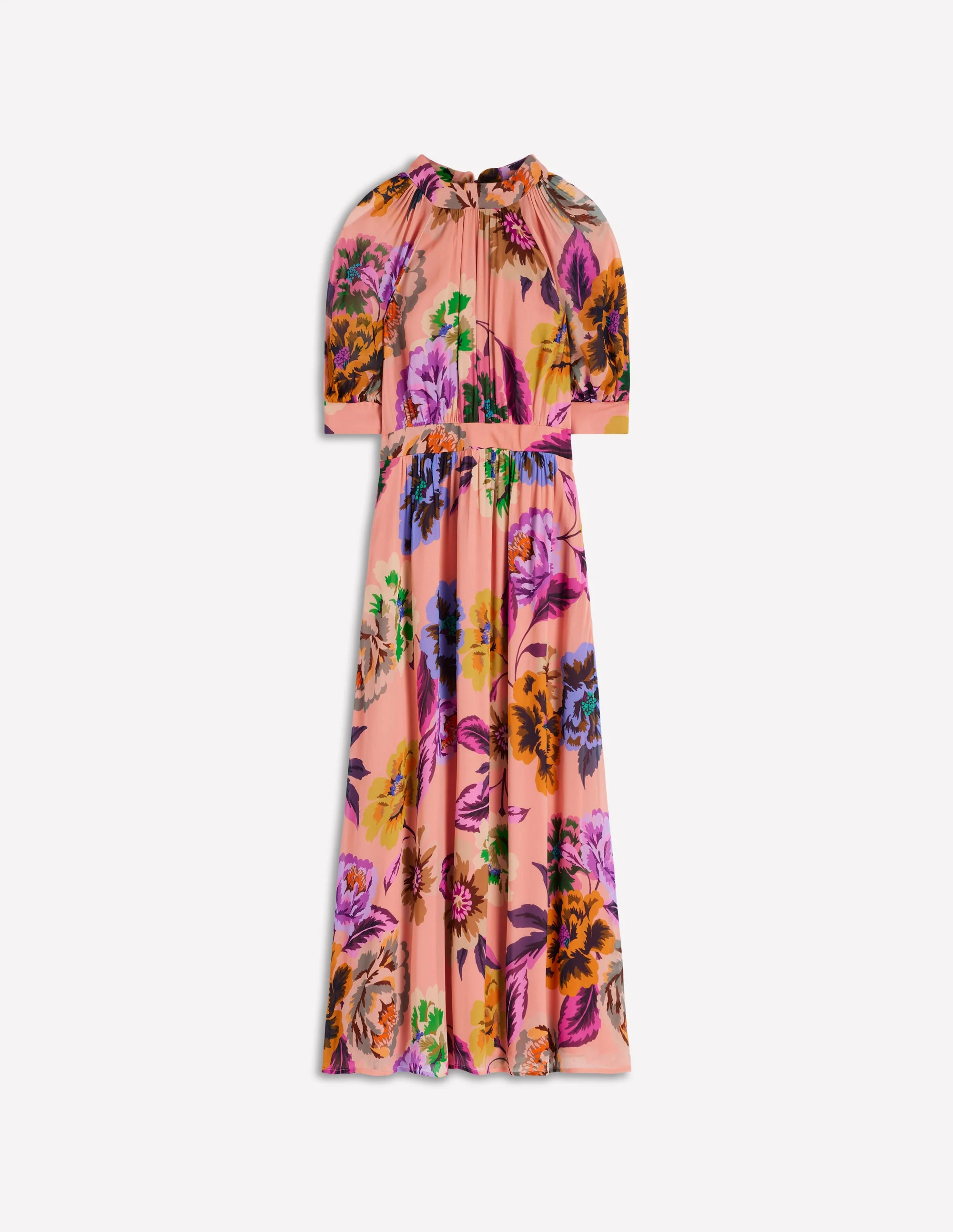 High Neck Blouson Sleeve Dress-Multi Opulent Blossom - Image 7
