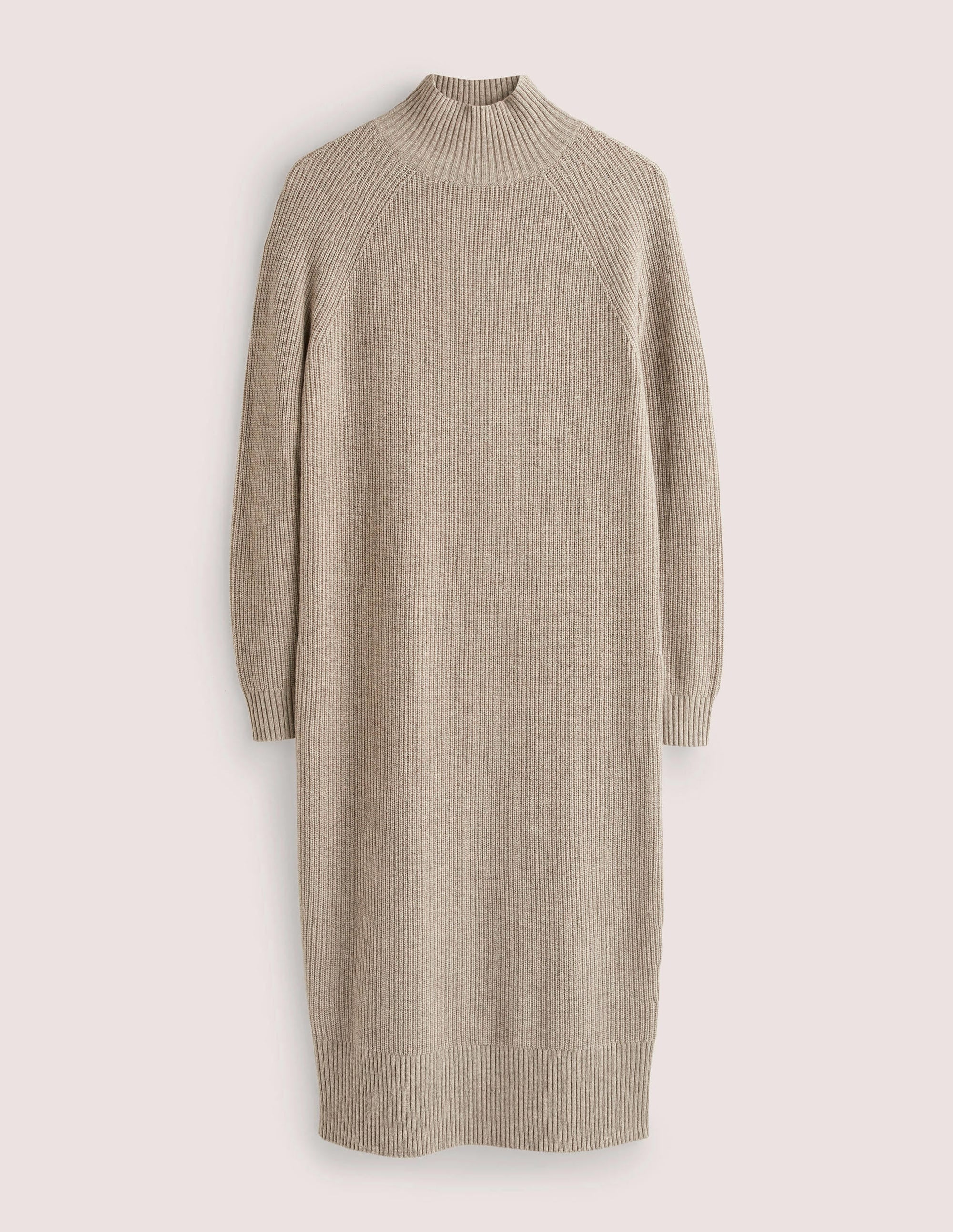 High Neck Knitted Midi Dress-Mink Melange - Image 5