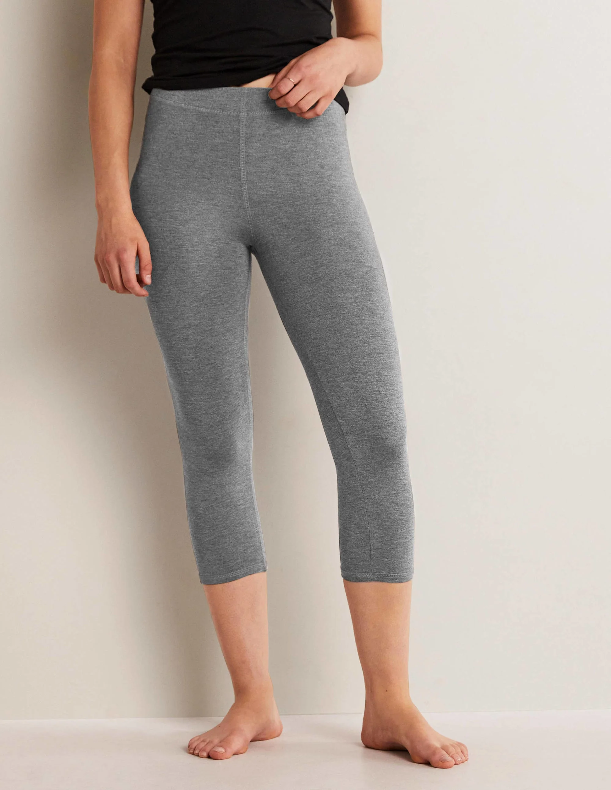 High Rise Crop Jersey Leggings-Charcoal - Image 8
