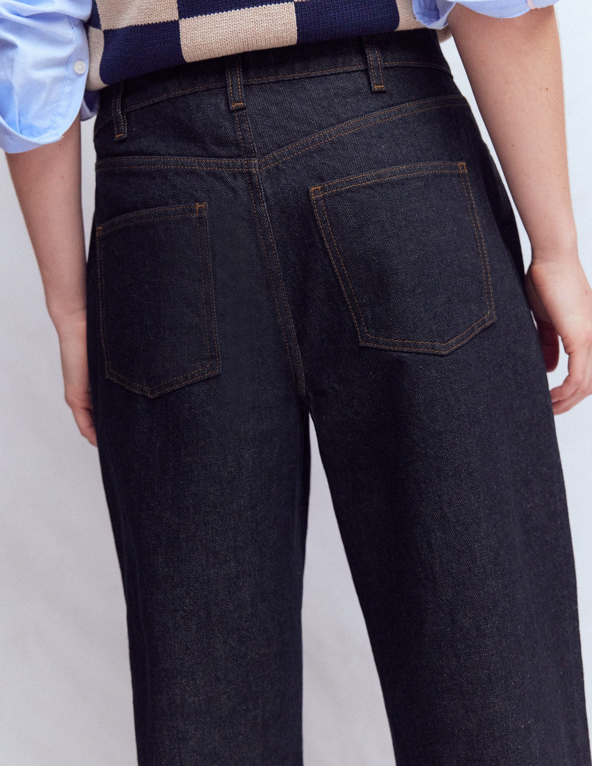 High Rise Pleat Wide Leg Jeans-Indigo Rinse - Image 5
