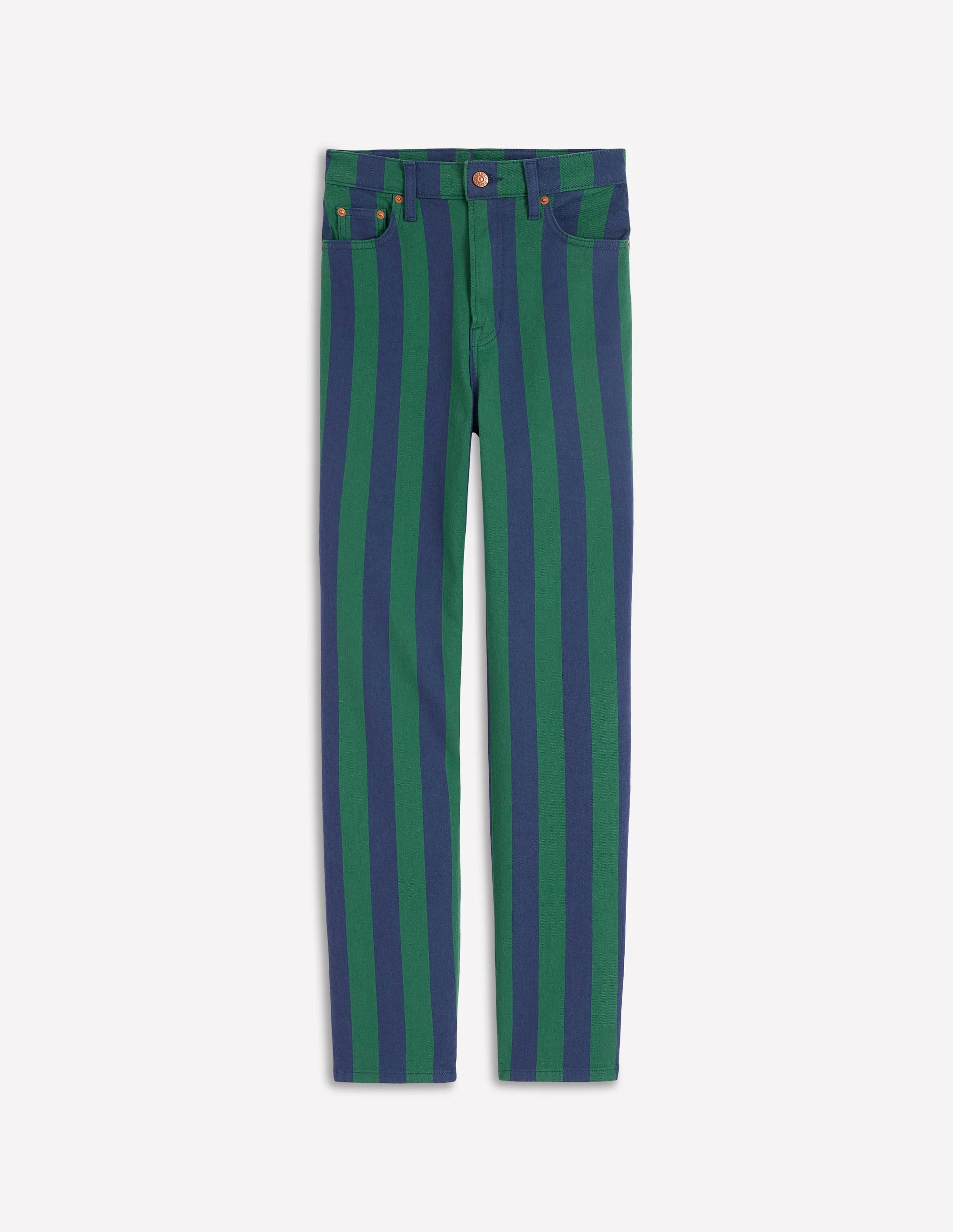 High Rise Stripe Jeans-Green and Navy Stripe - Image 5