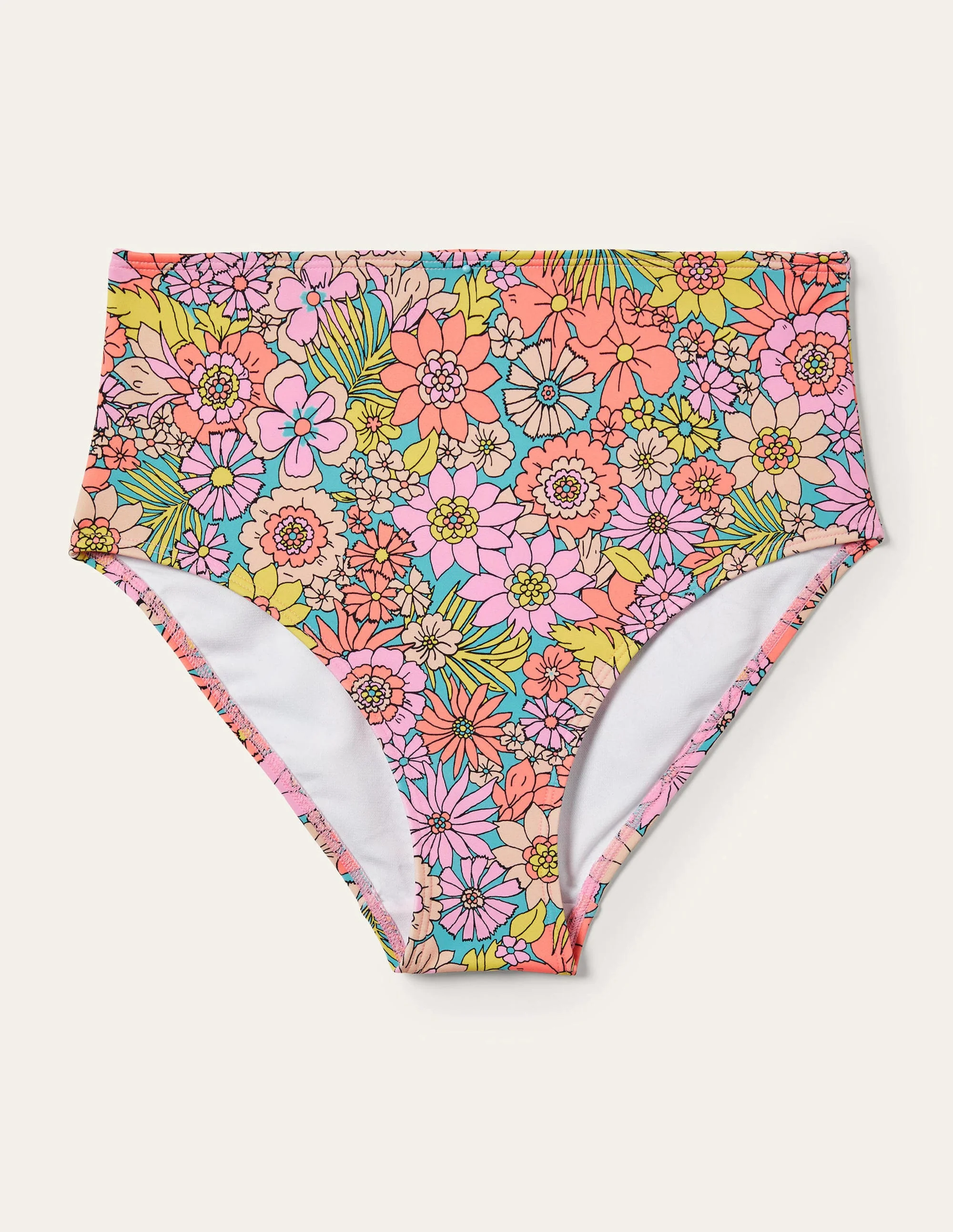 High Waisted Bikini Bottoms-Bonbon, Bloom Garden - Image 9