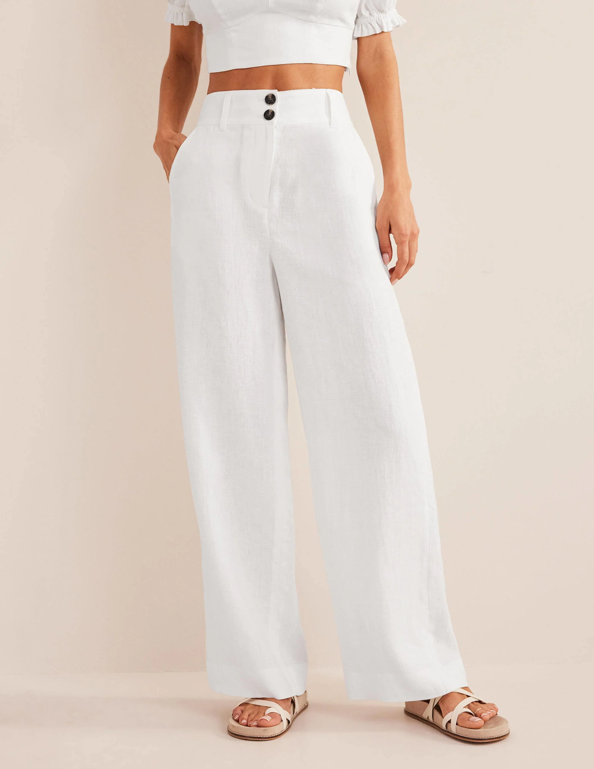 Highbury Linen Trousers-White - Image 4