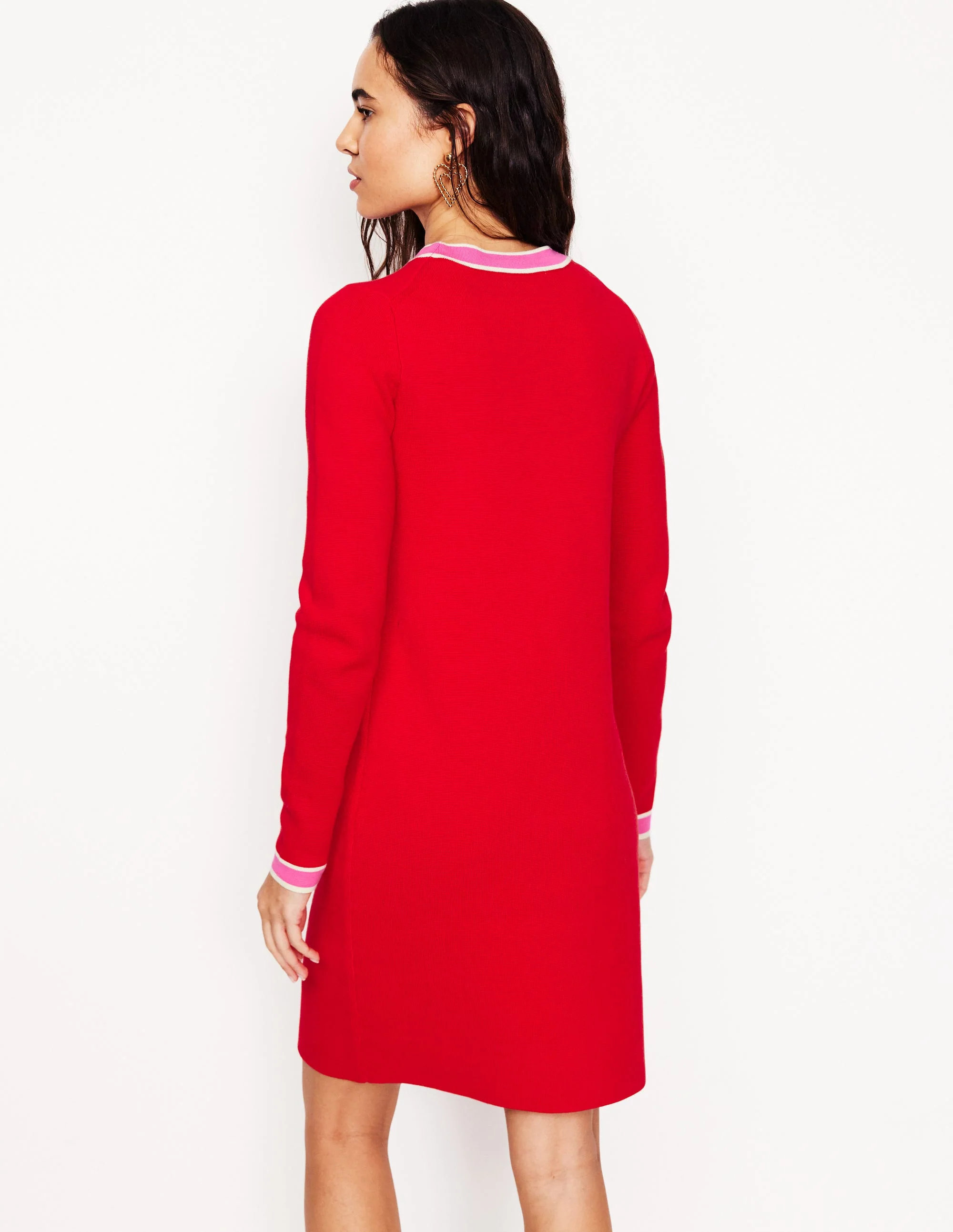 Holly Knitted Shift Dress-Poppy Red - Image 3