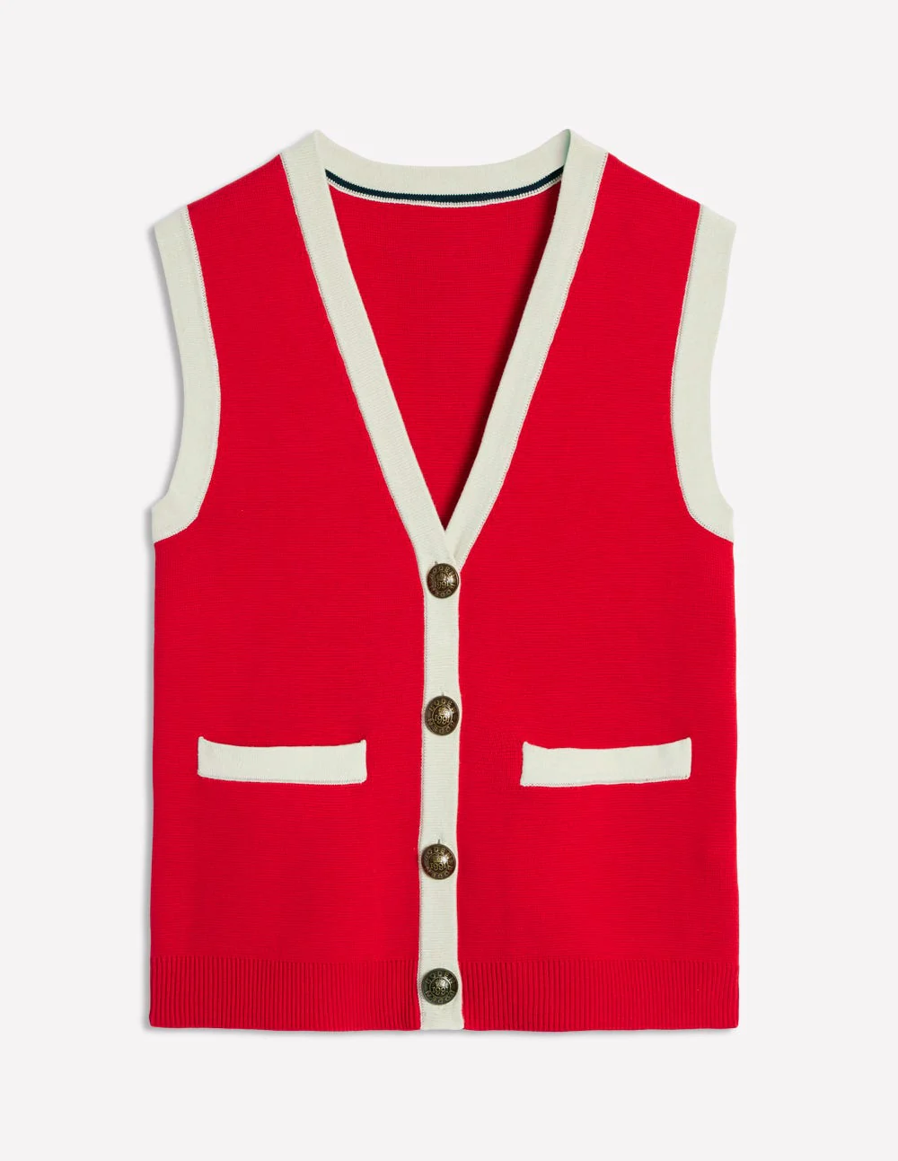 Holly Knitted Waistcoat-Poppy Red - Image 5