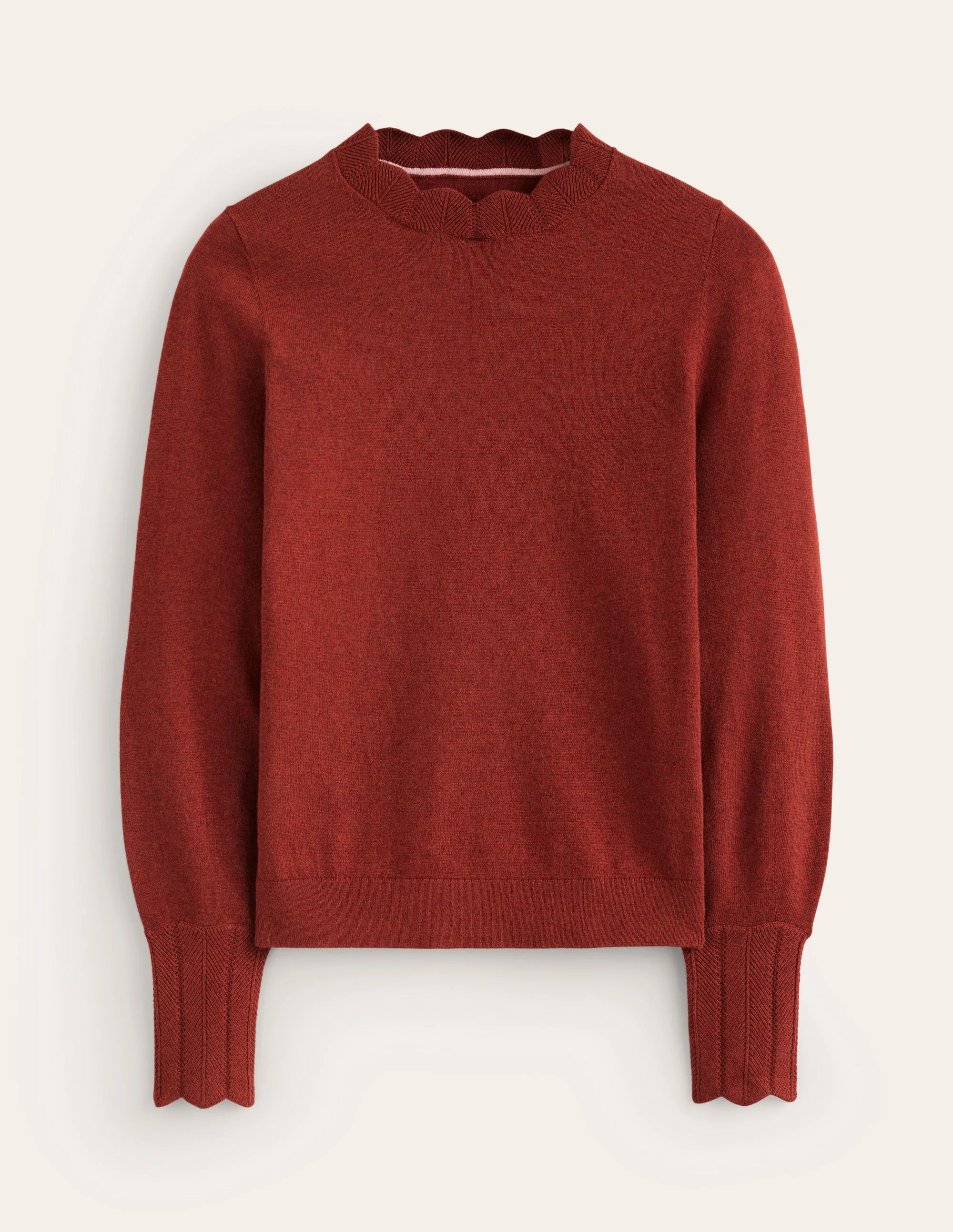Imi Scallop Trim Jumper-Burnt Orange - Image 6