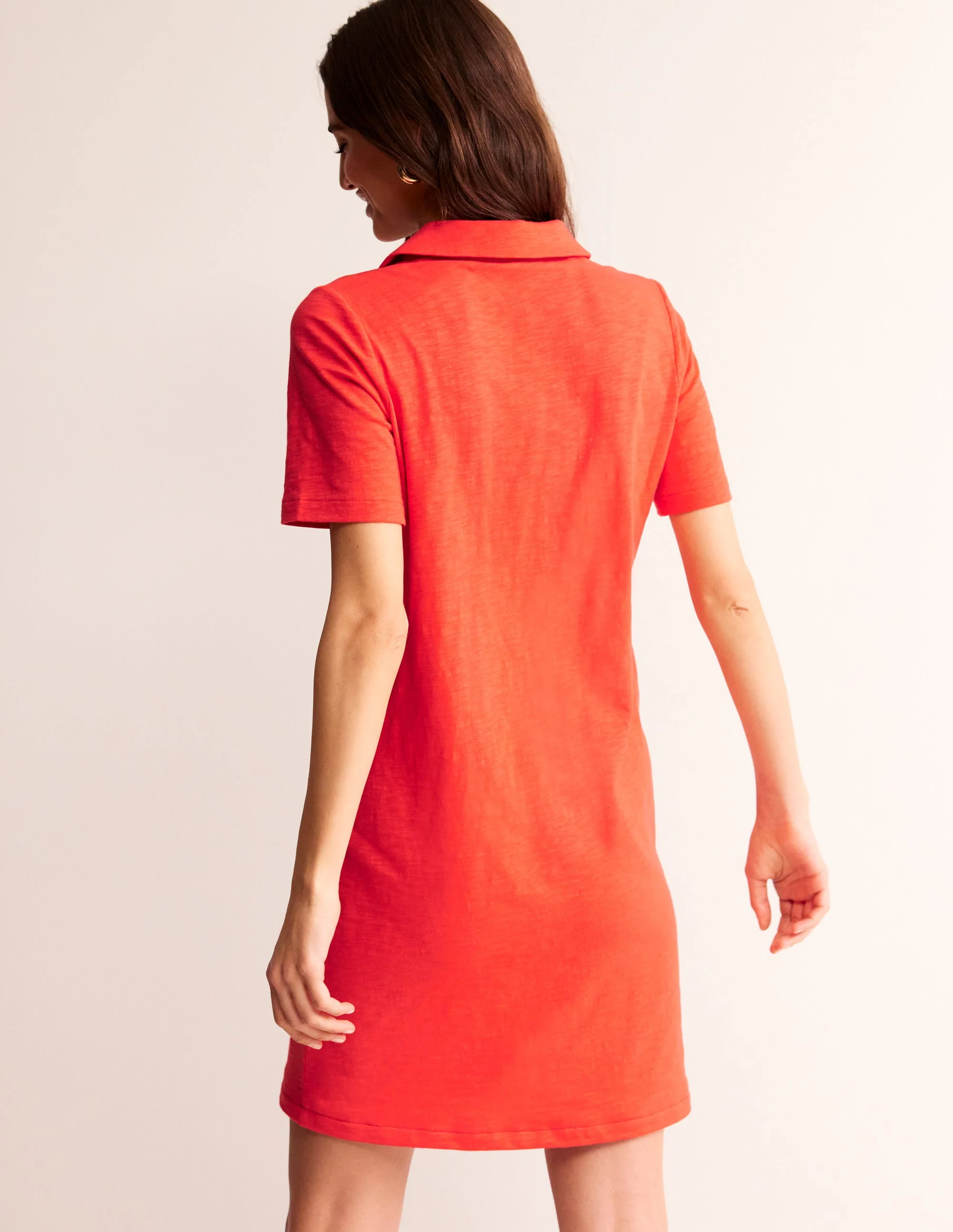 Ingrid Polo Cotton Dress-Poppy Red - Image 3
