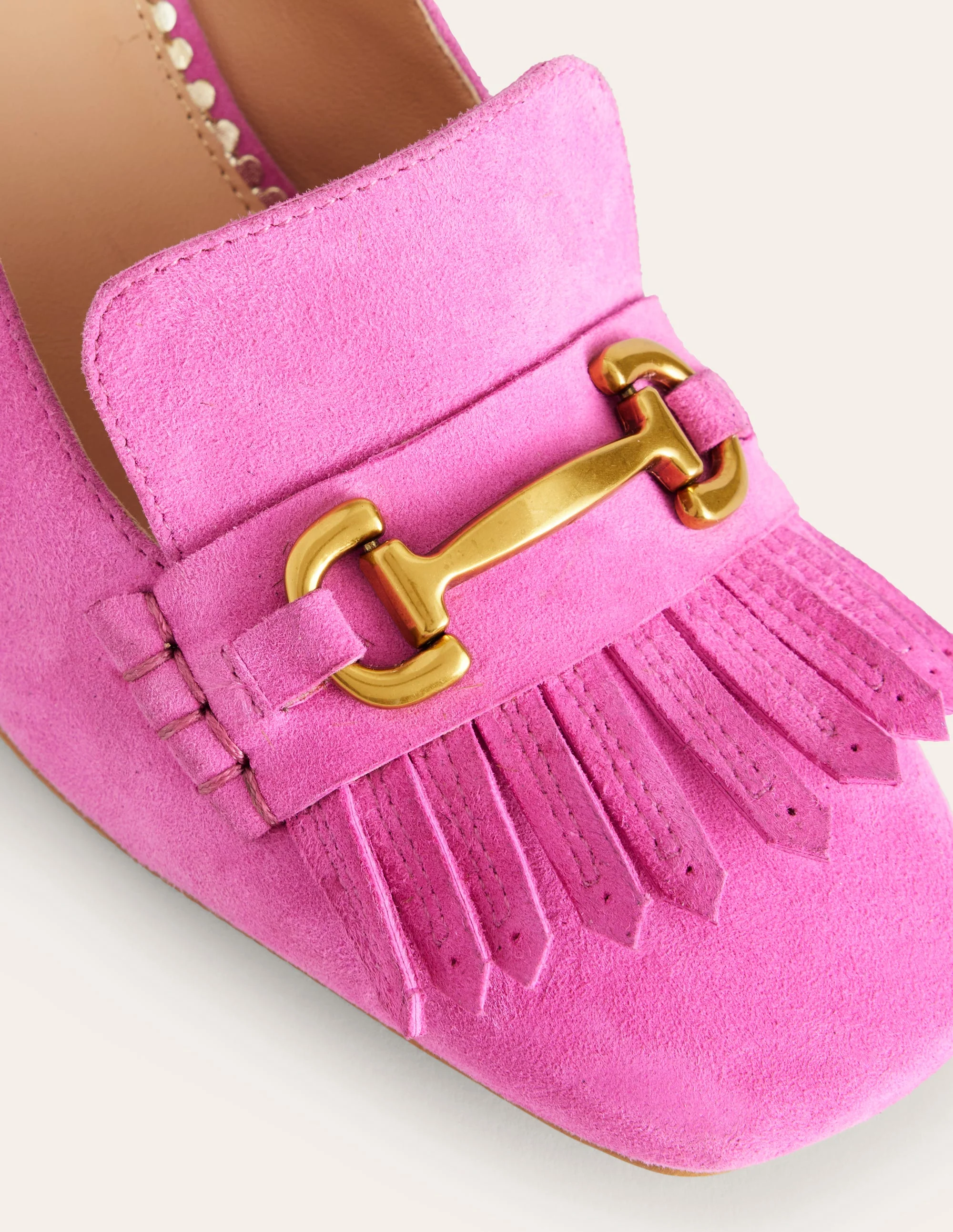 Iris Ghillie Heeled Loafers-Tickled Pink Suede - Image 4