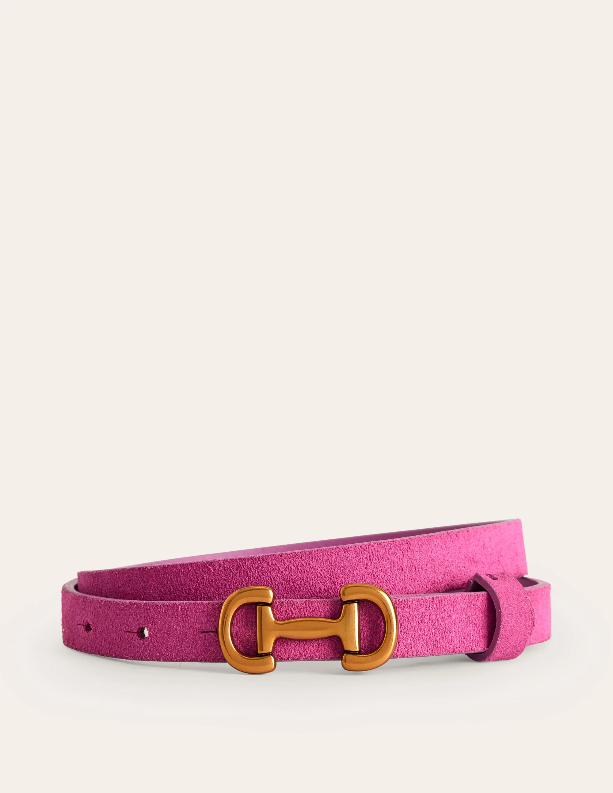 Iris Skinny Snaffle Trim Belt-Tickled Pink Suede - Image 2