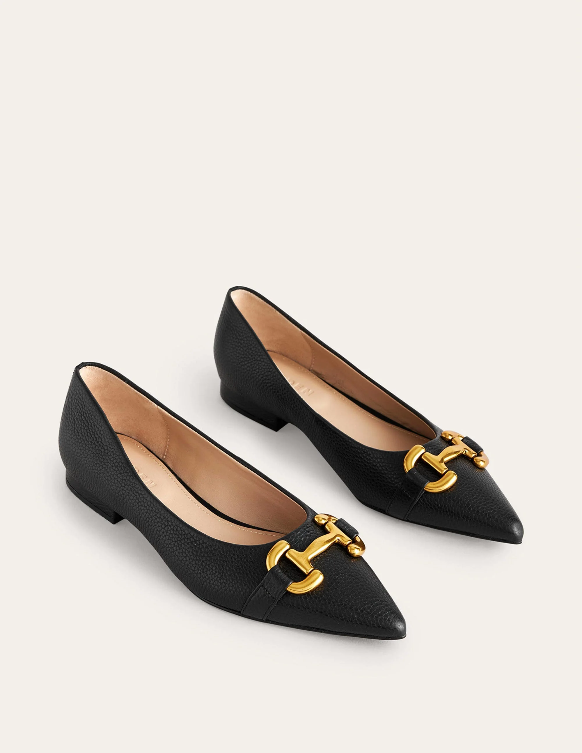 Iris Snaffle Ballet Flat-Black Tumbled Leather - Image 3