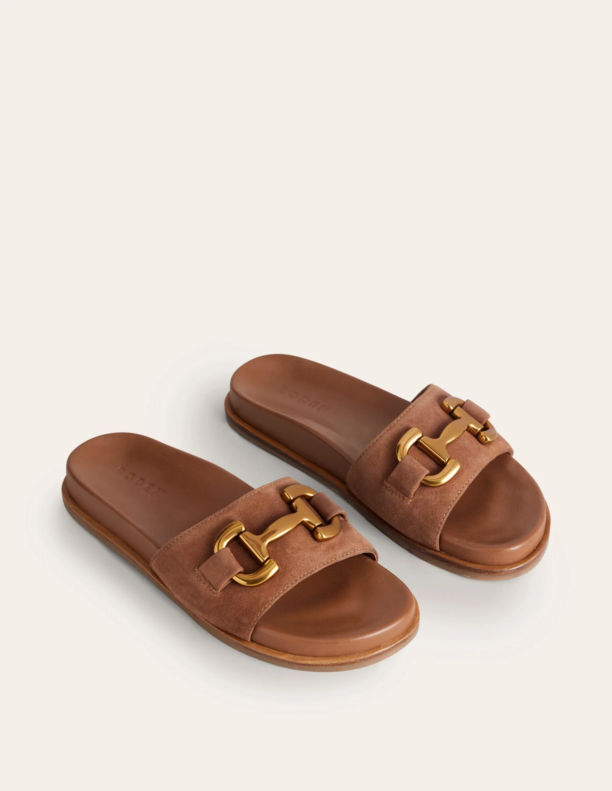 Iris Snaffle Slider Sandals-Tan Suede/ Leather - Image 3