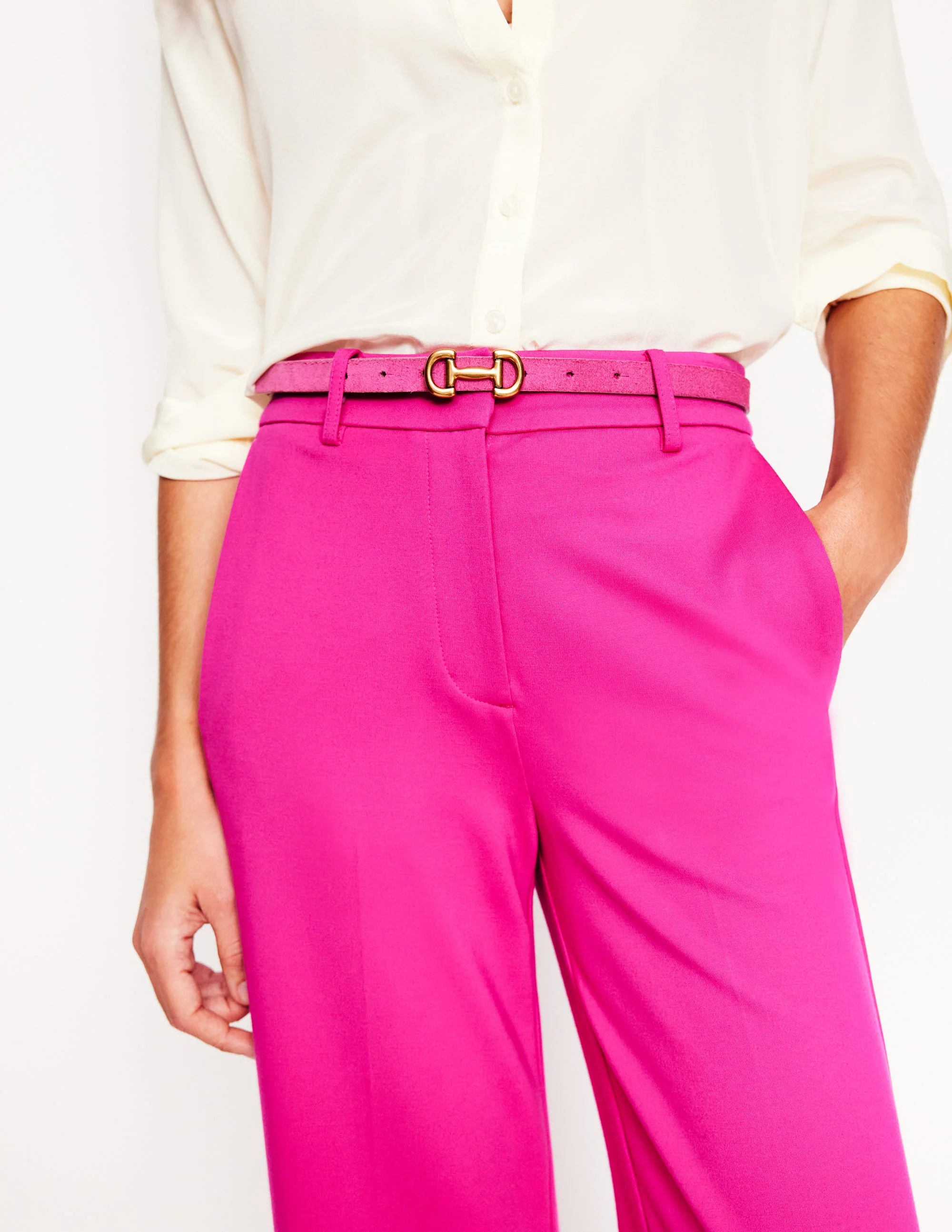 Iris Snaffle-Trim Leather Belt-Pink Peony - Image 2