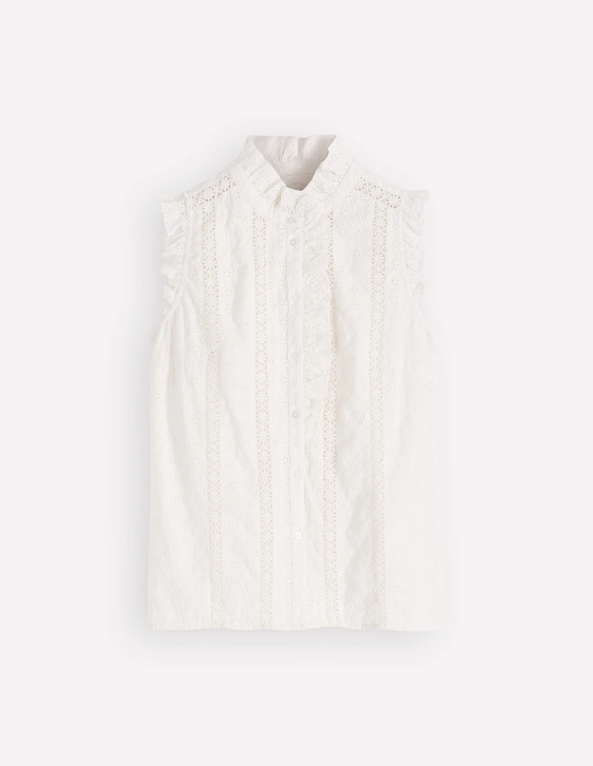 Isabel Sleeveless Broderie Top-White - Image 6