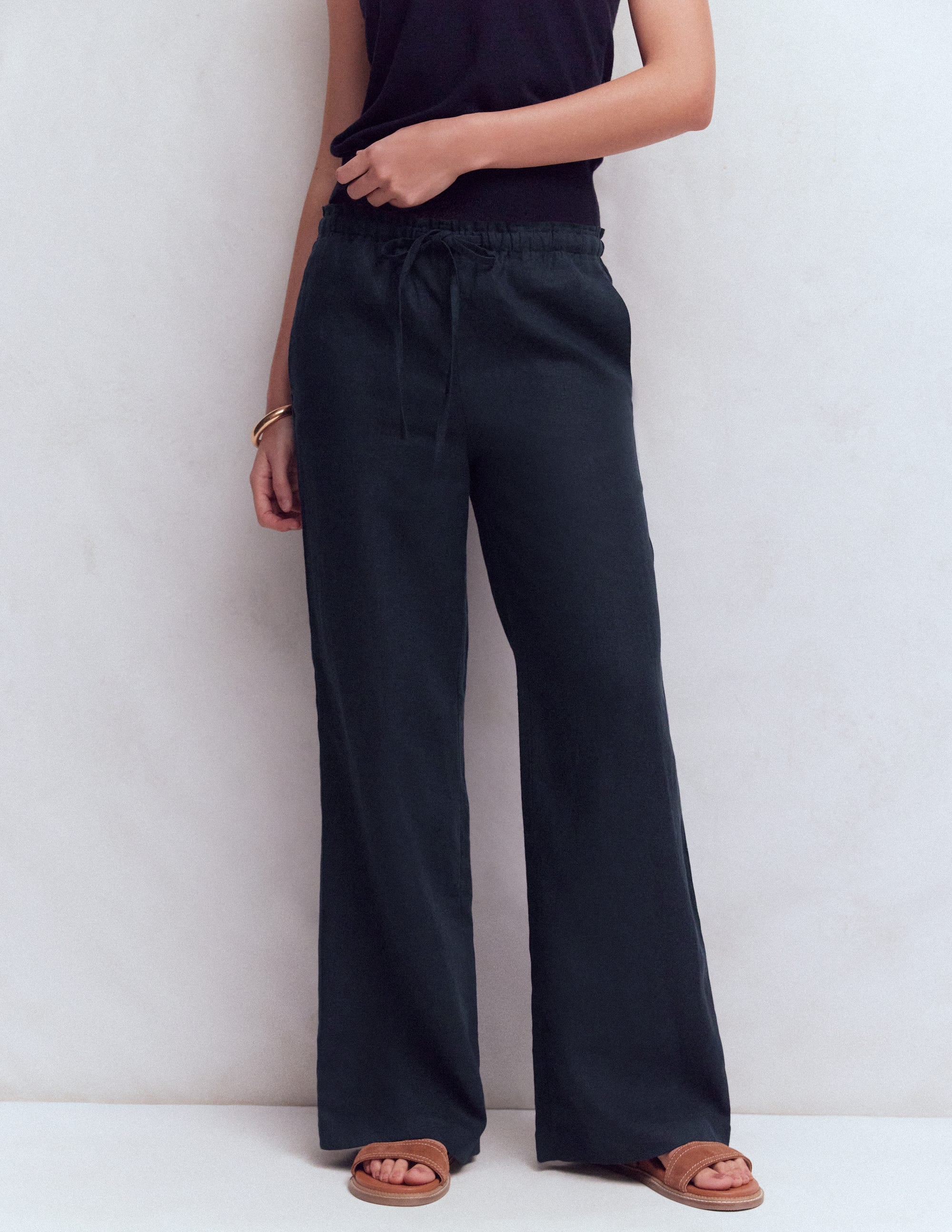 Islington Linen Trousers-Navy - Image 4