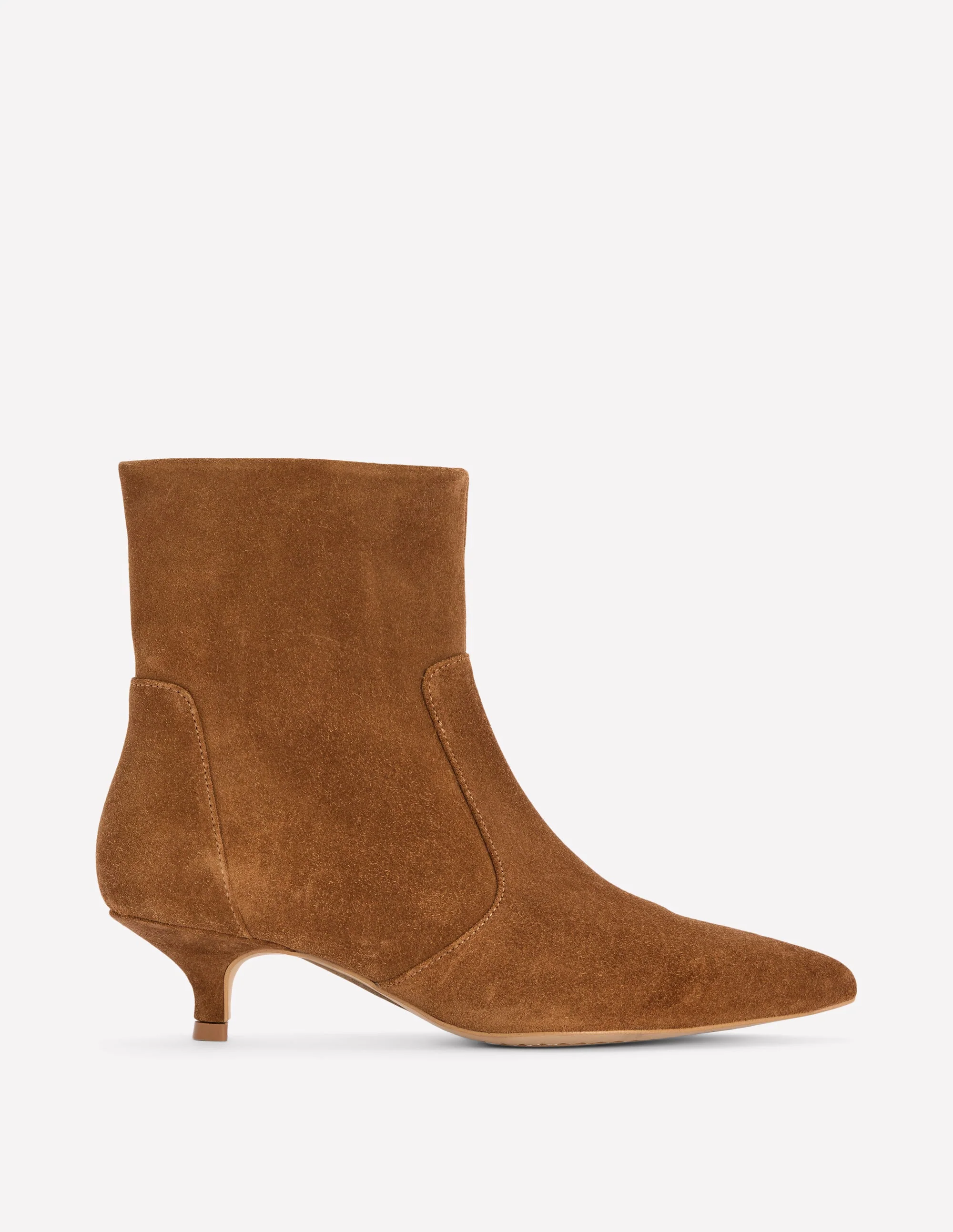 Isobel Kitten Heel Ankle Boot-Cognac Suede