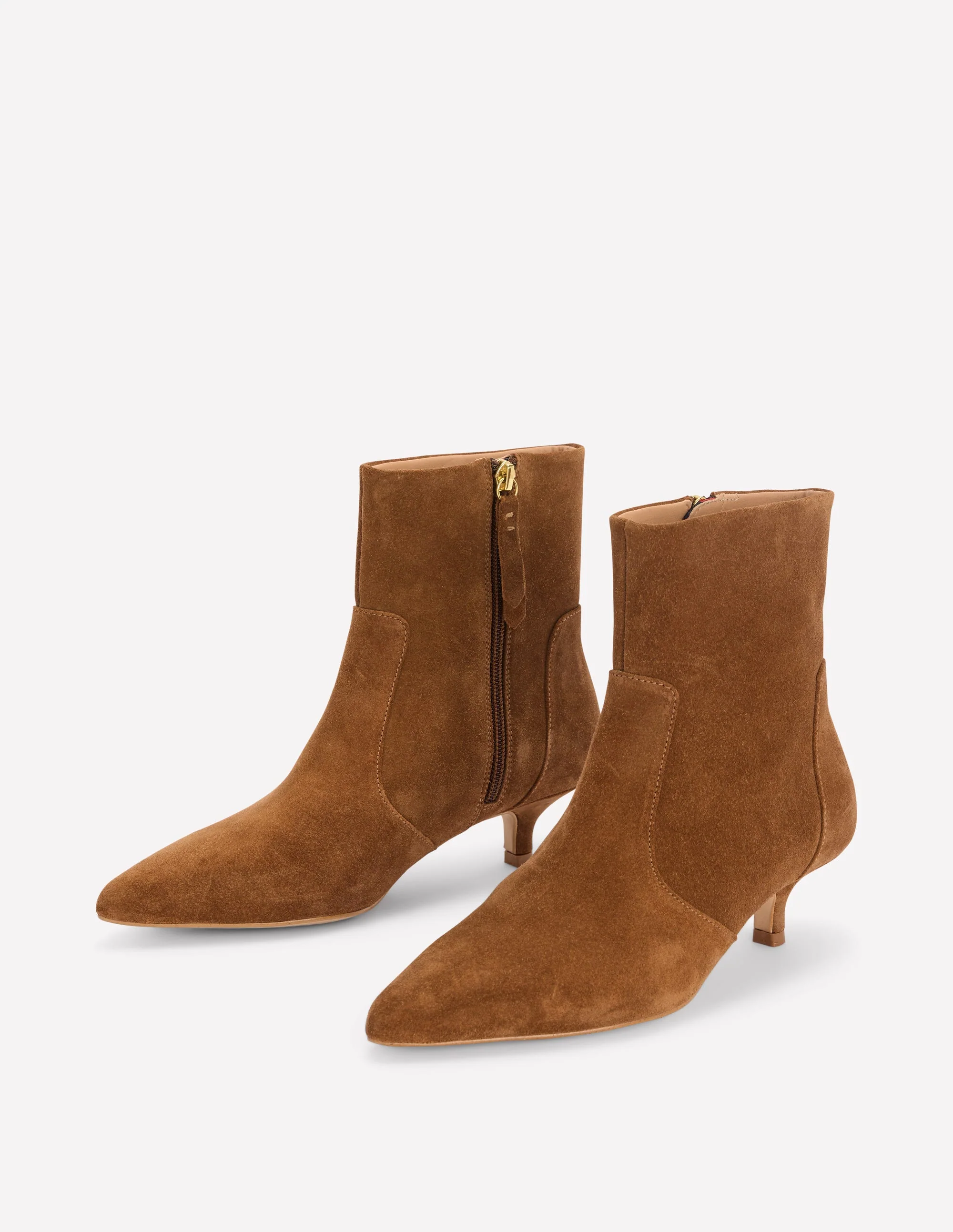 Isobel Kitten Heel Ankle Boot-Cognac Suede - Image 4