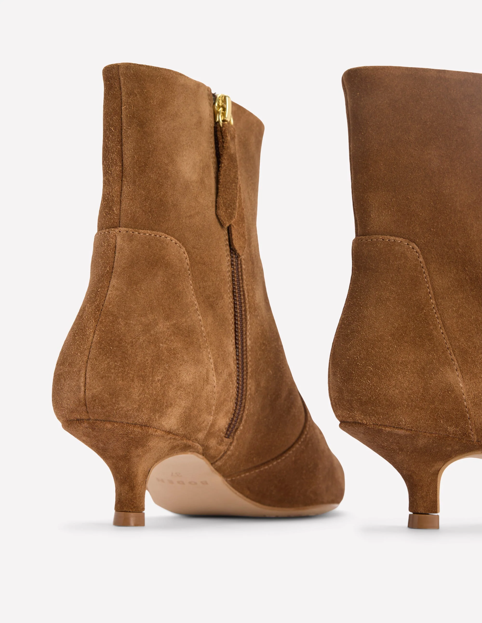 Isobel Kitten Heel Ankle Boot-Cognac Suede - Image 5