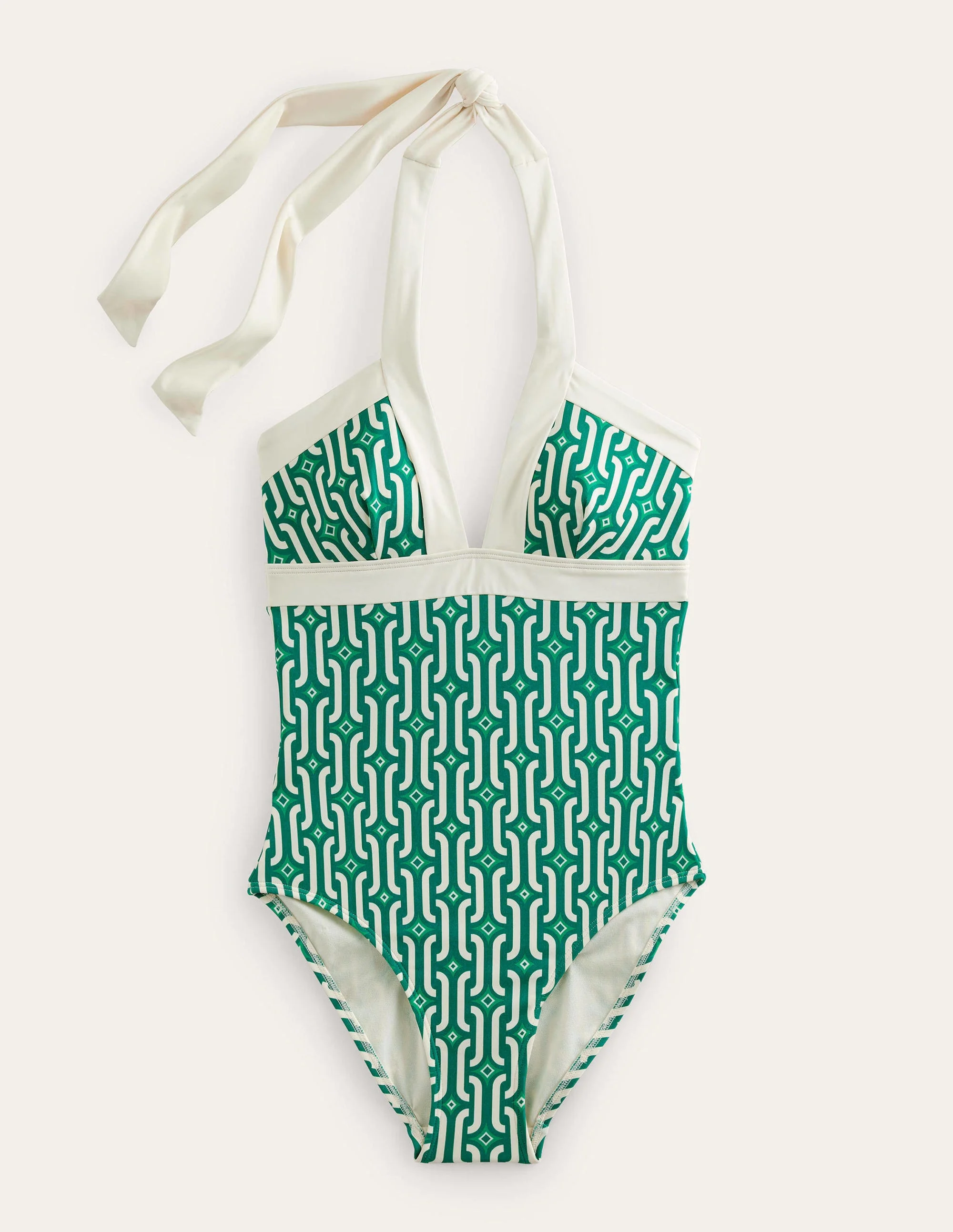Ithaca Halter Swimsuit-Bright Emerald, Azure Geo - Image 6
