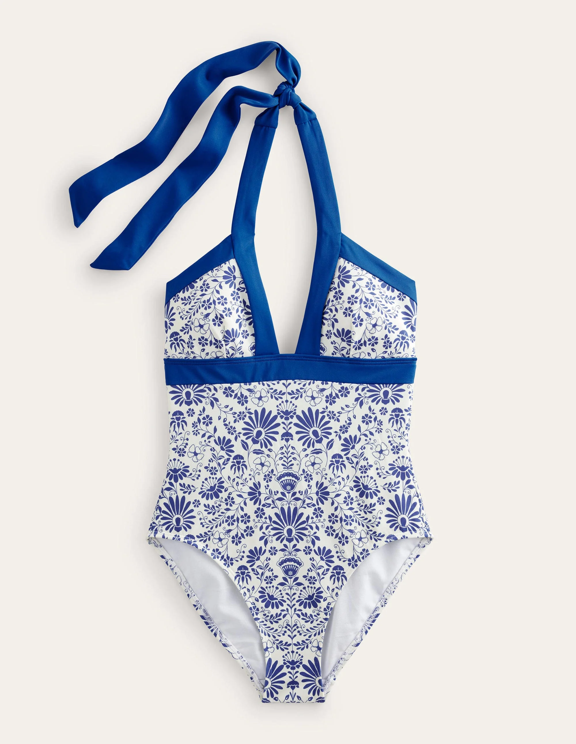 Ithaca Halter Swimsuit-Ivory, Lake Blue Gardenia - Image 5