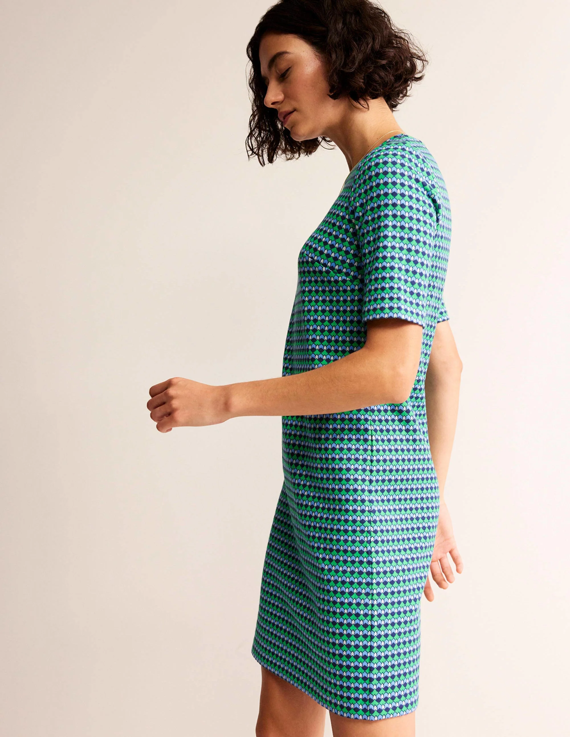Ivy Jacquard Jersey Dress-Bright Green, Terrace Geo - Image 4