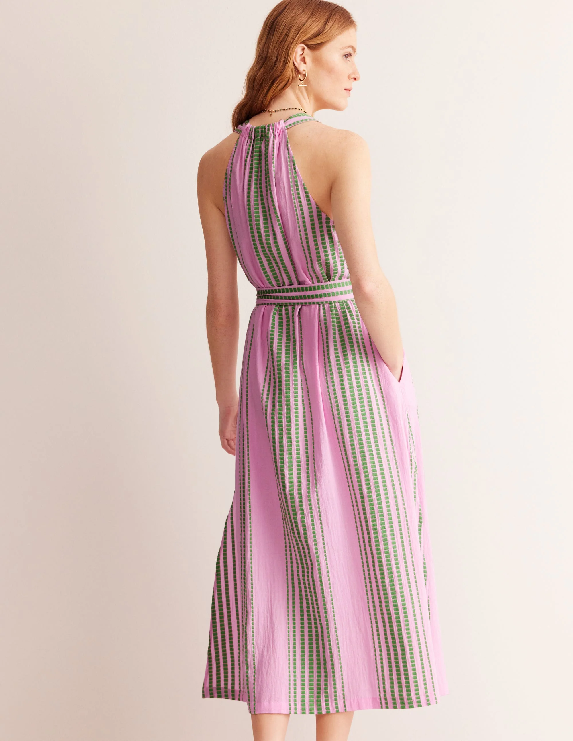 Jacquard Beach Dress-Green and Pink Jacquard - Image 3