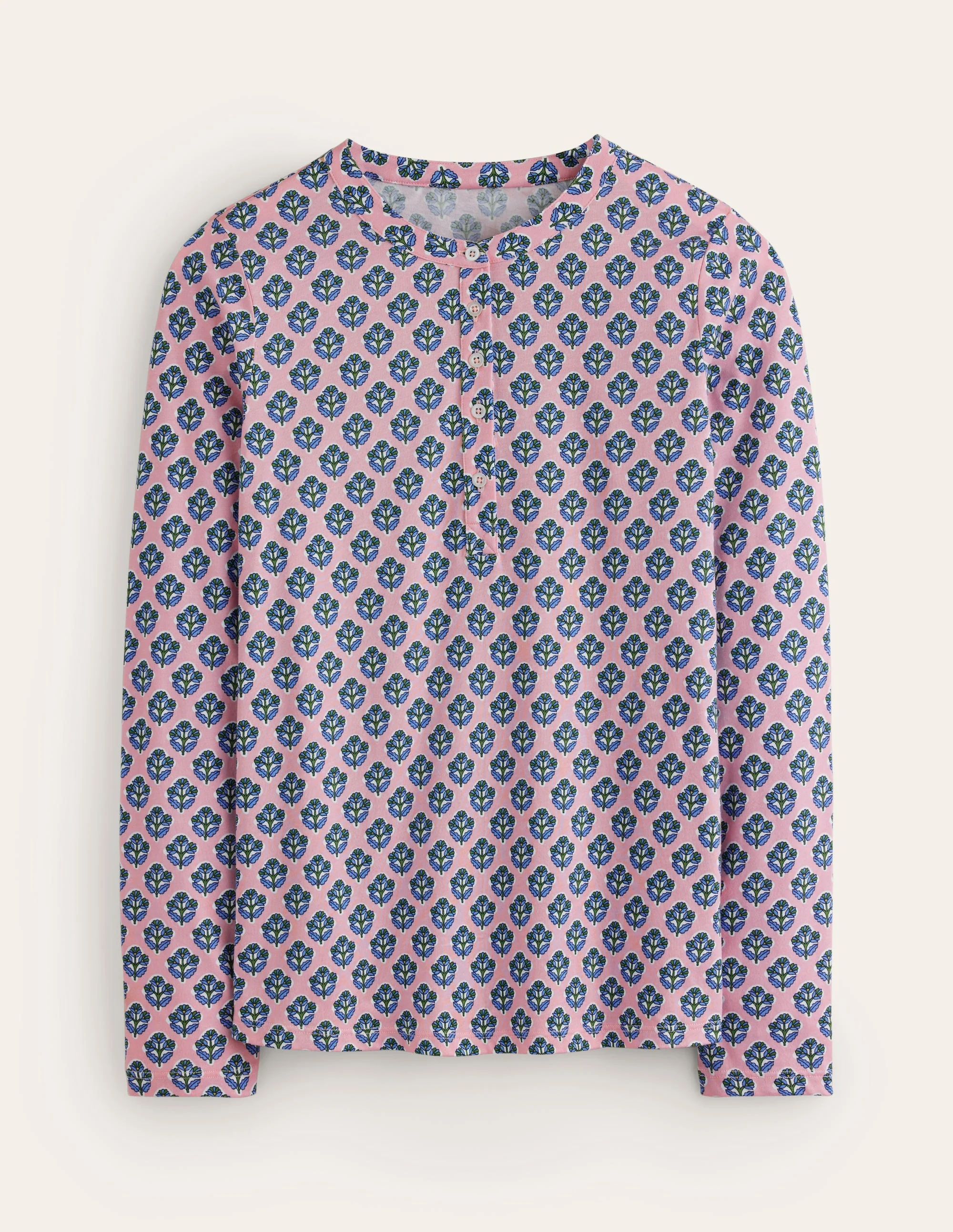 Jersey Pyjama Long Sleeve Top-Quartz, Pome Stamp - Image 5