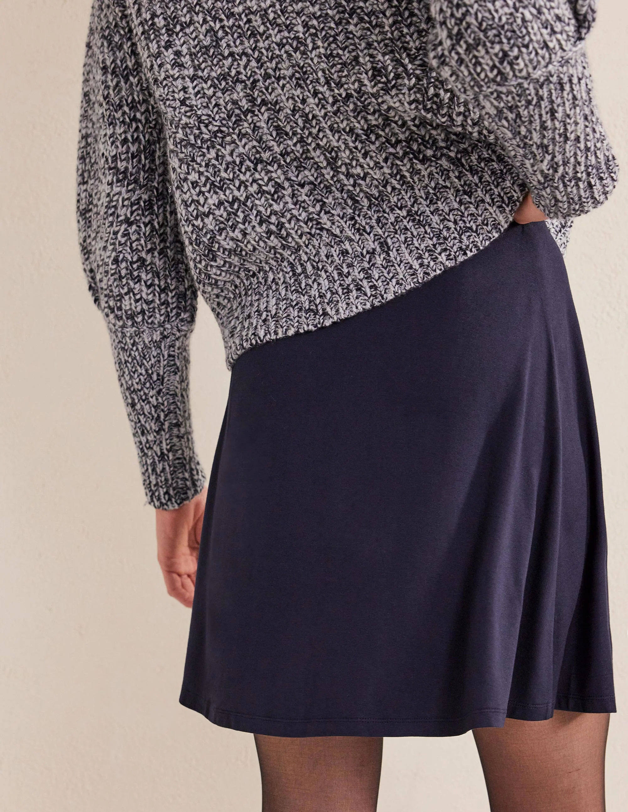 Jersey Wrap Mini Skirt-Navy - Image 3