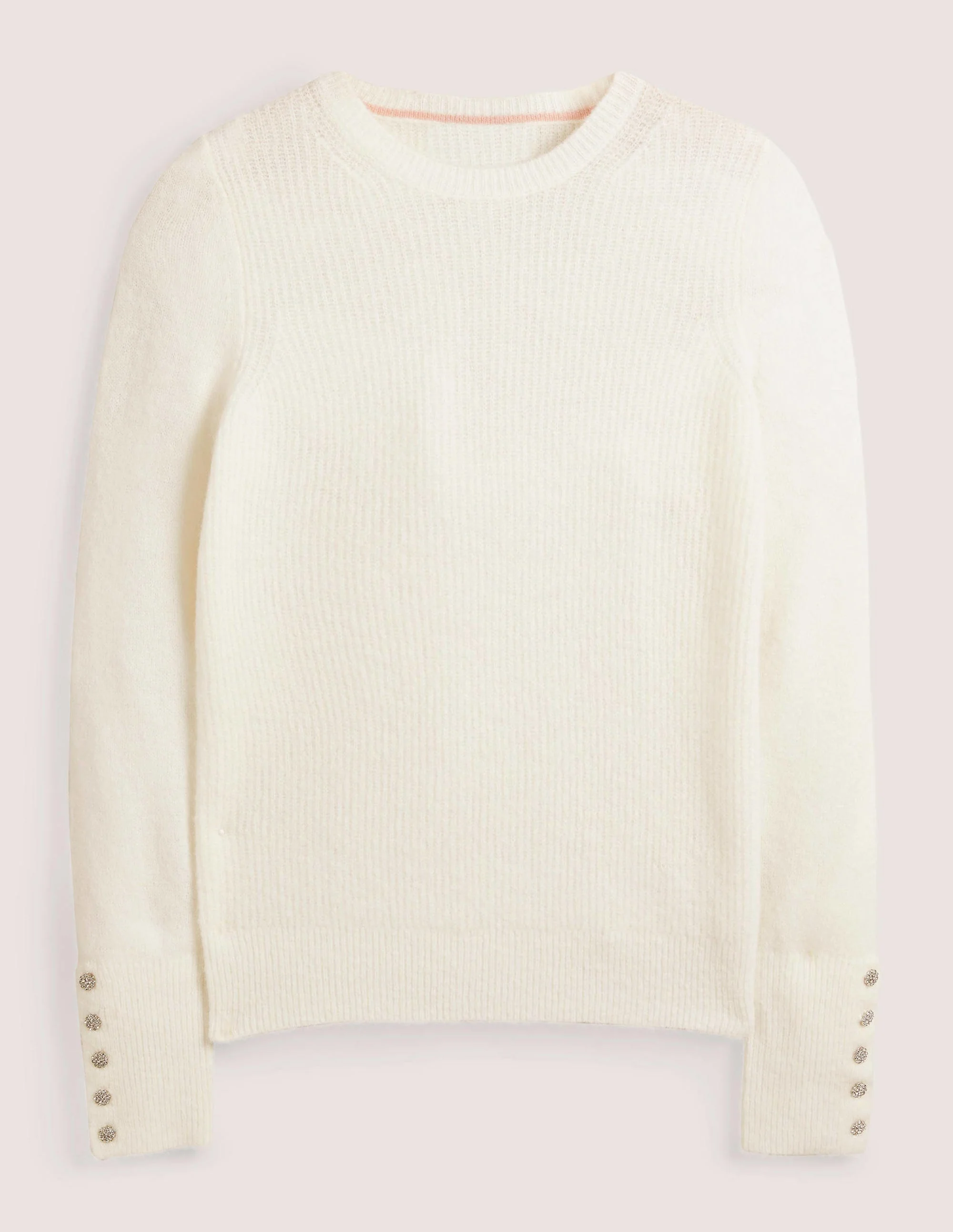 Jewel Button Fluffy Jumper-Ivory - Image 6