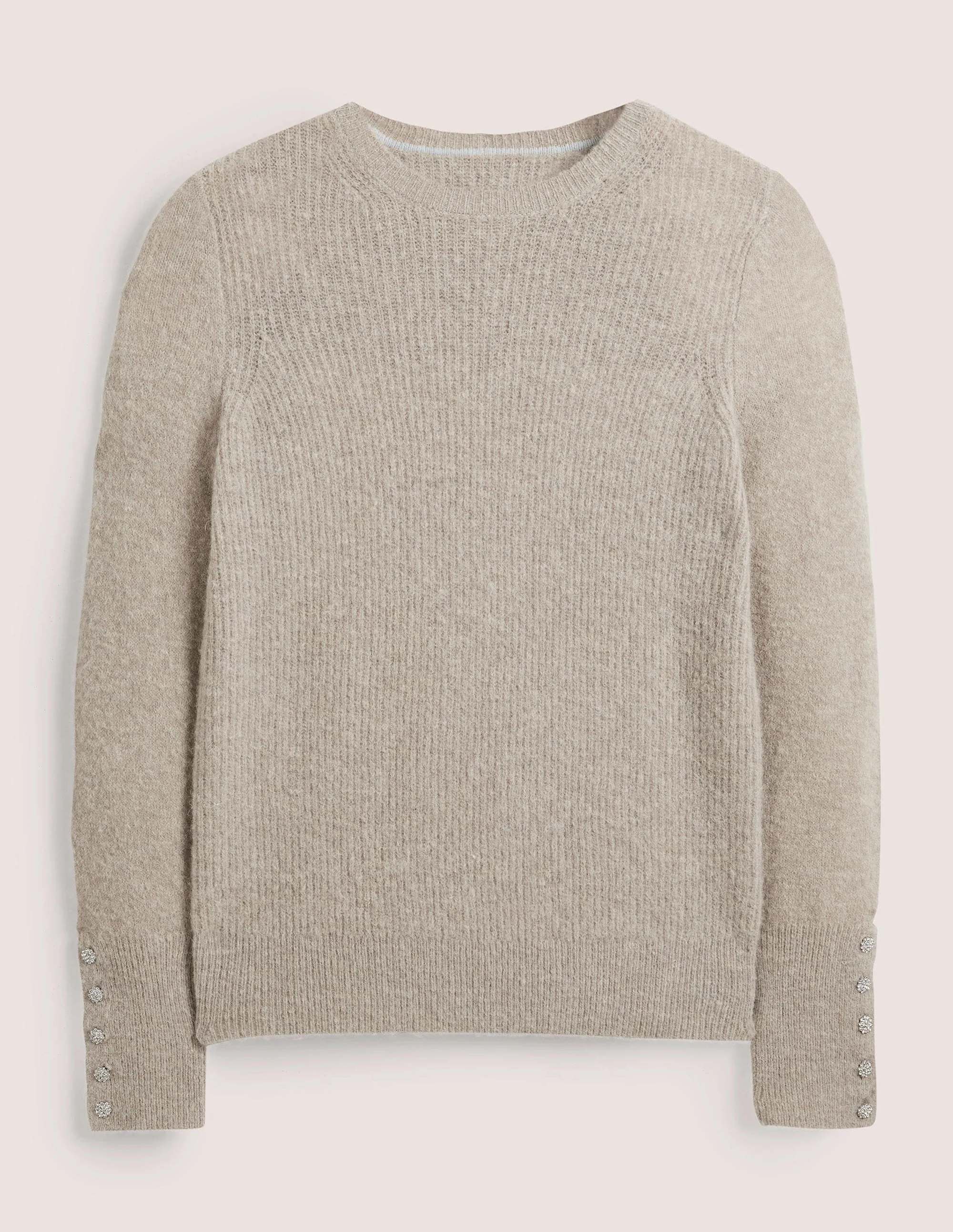 Jewel Button Fluffy Jumper-Mink Melange - Image 6