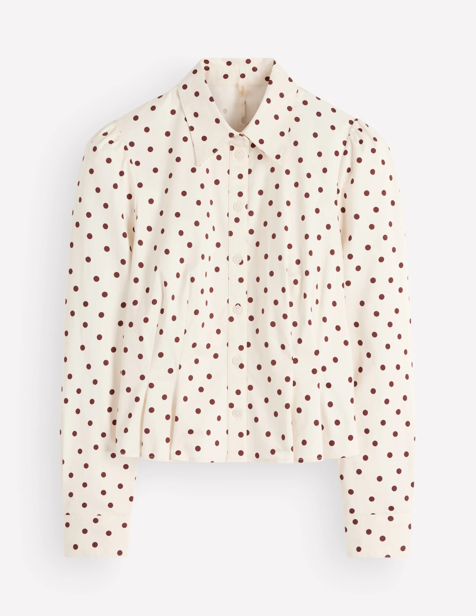 Julia Darted Cotton Shirt-Ivory, Brown Spot - Image 5