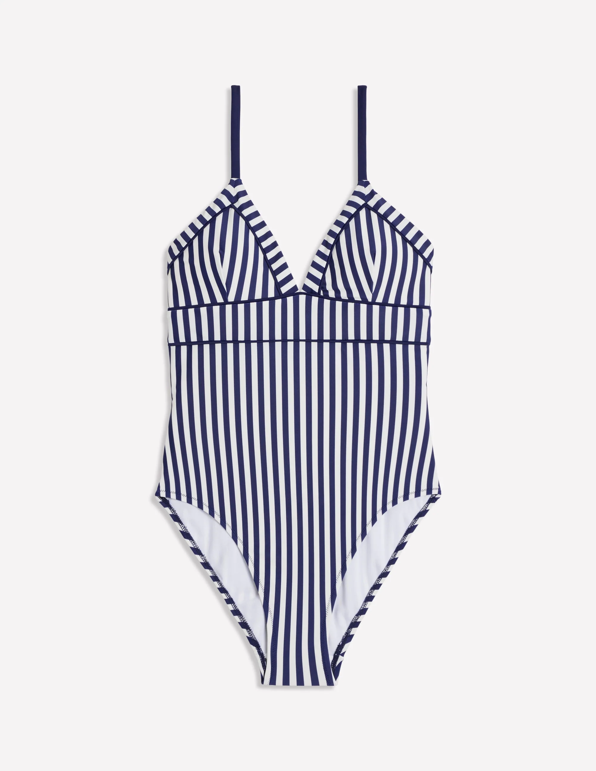 Kasos String V Neck Swimsuit-Navy, Ivory Stripe - Image 5