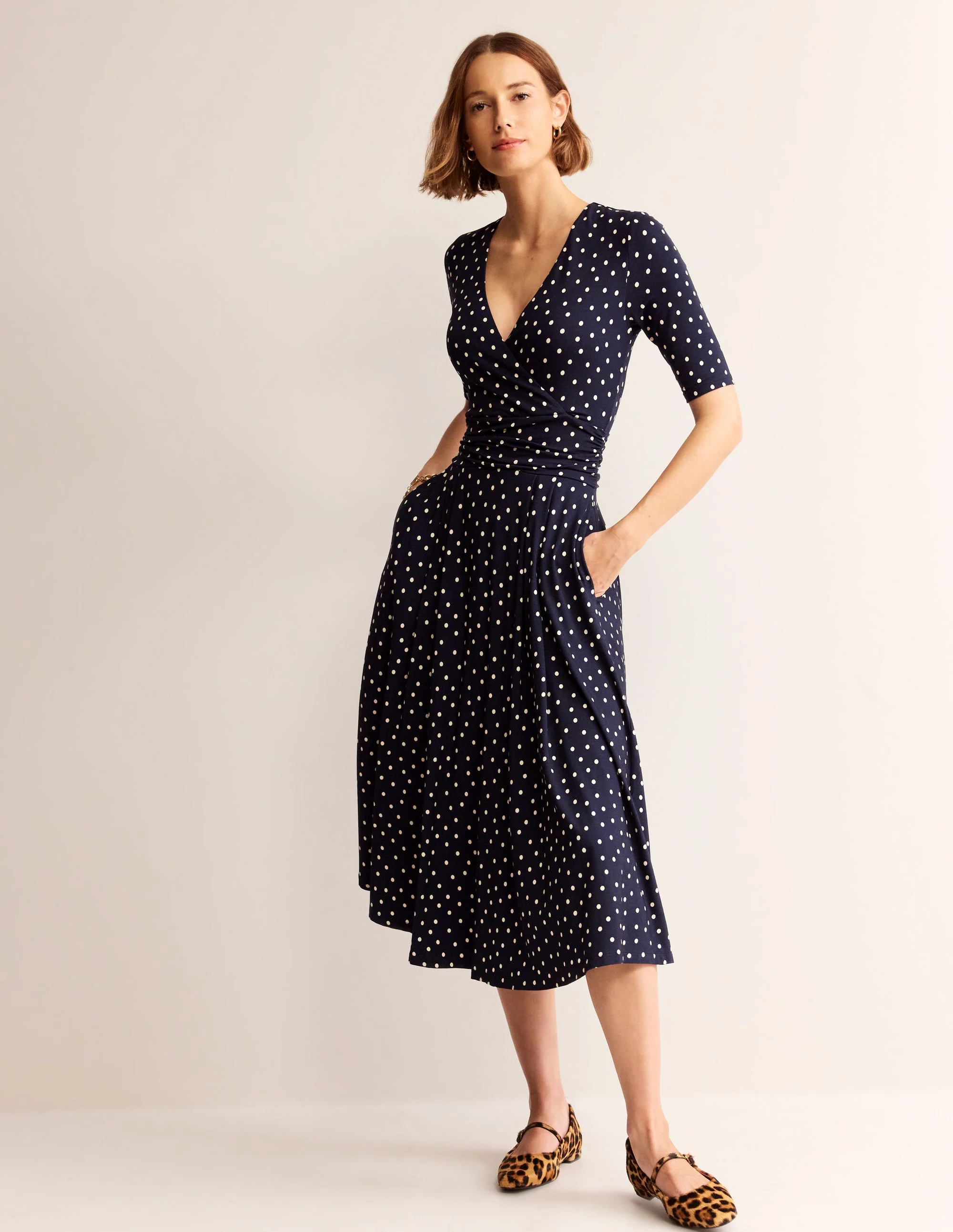 Kassidy Jersey Midi Dress-Navy, Scattered Brand Spot - Image 4