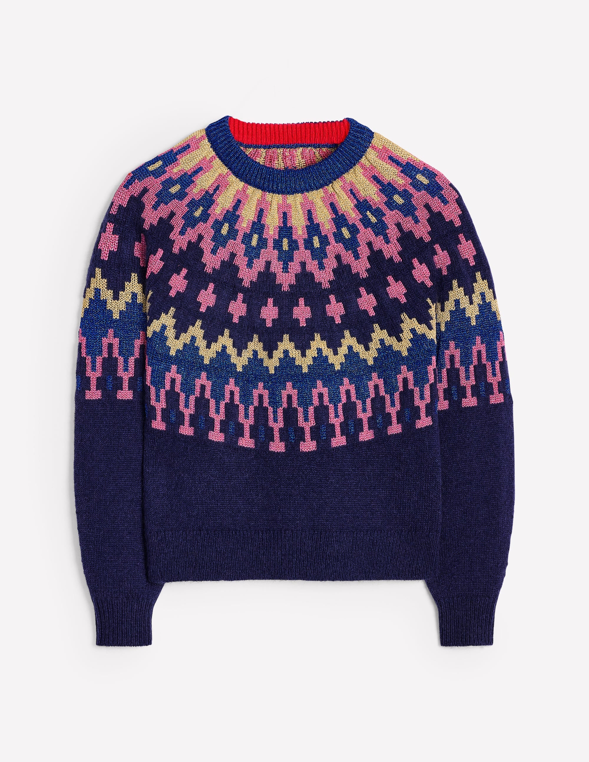 Kat Sparkly Fair Isle Jumper-Navy - Image 8