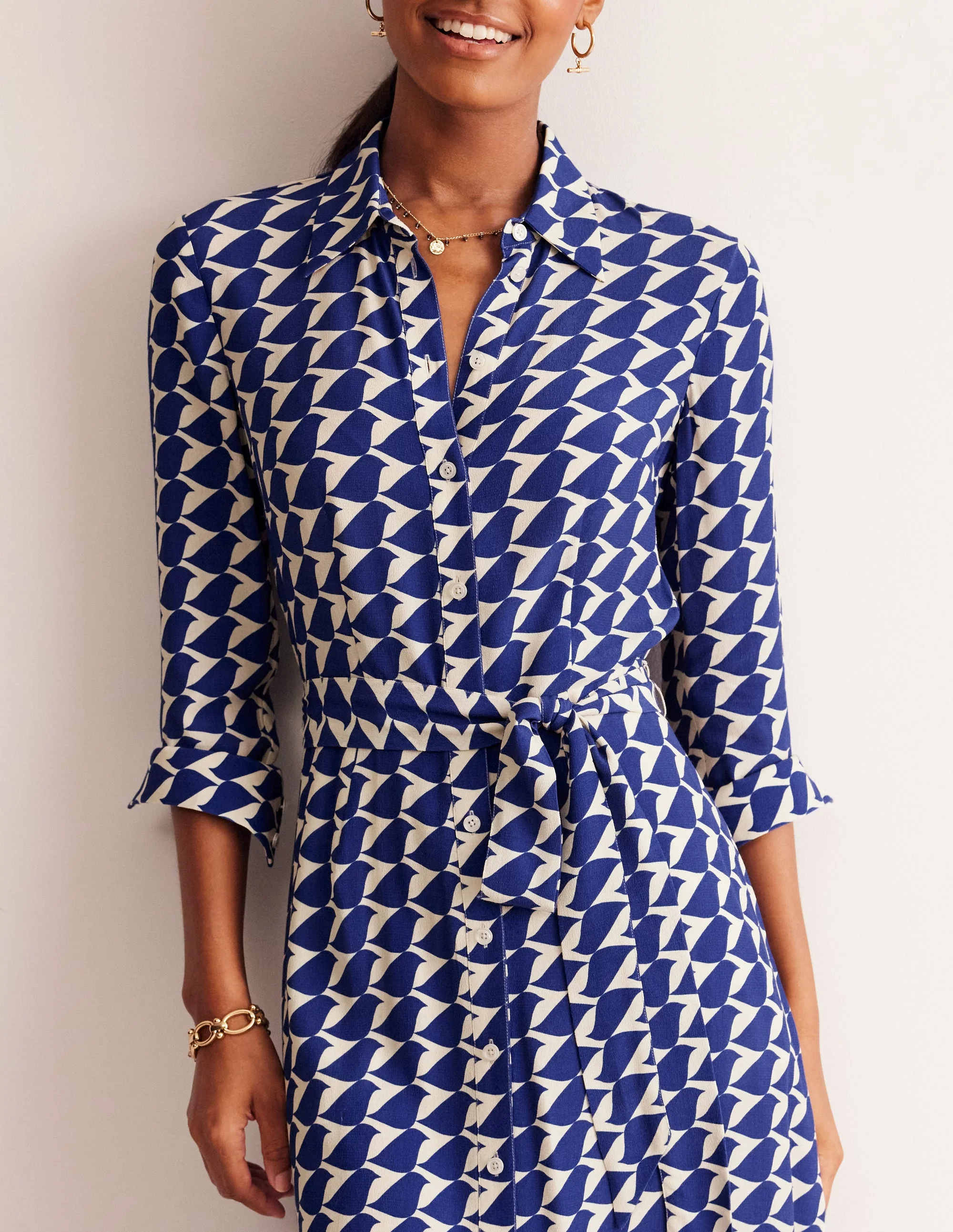 Kate Midi Shirt Dress-Mazarine Blue, Birdie - Image 2