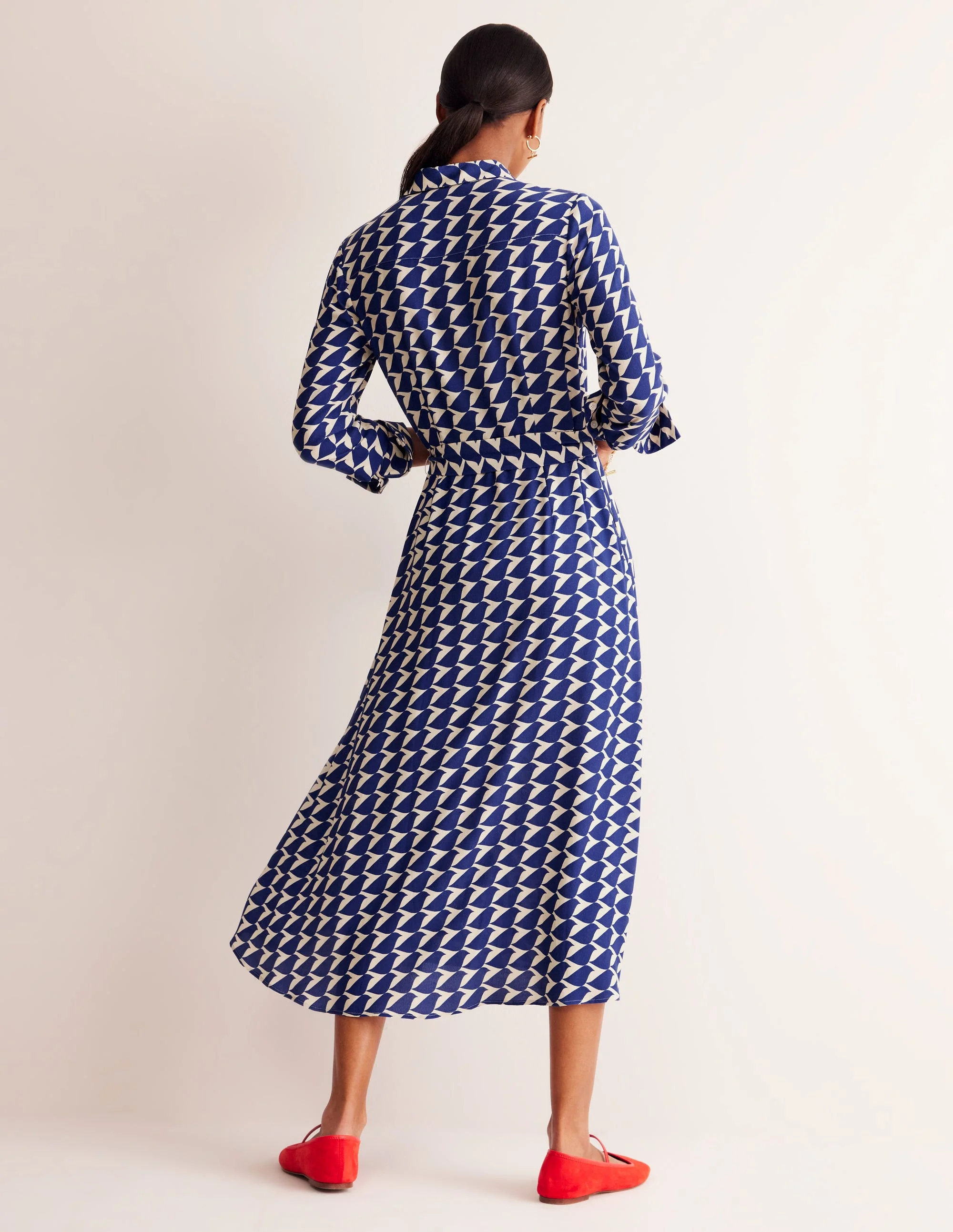 Kate Midi Shirt Dress-Mazarine Blue, Birdie - Image 3