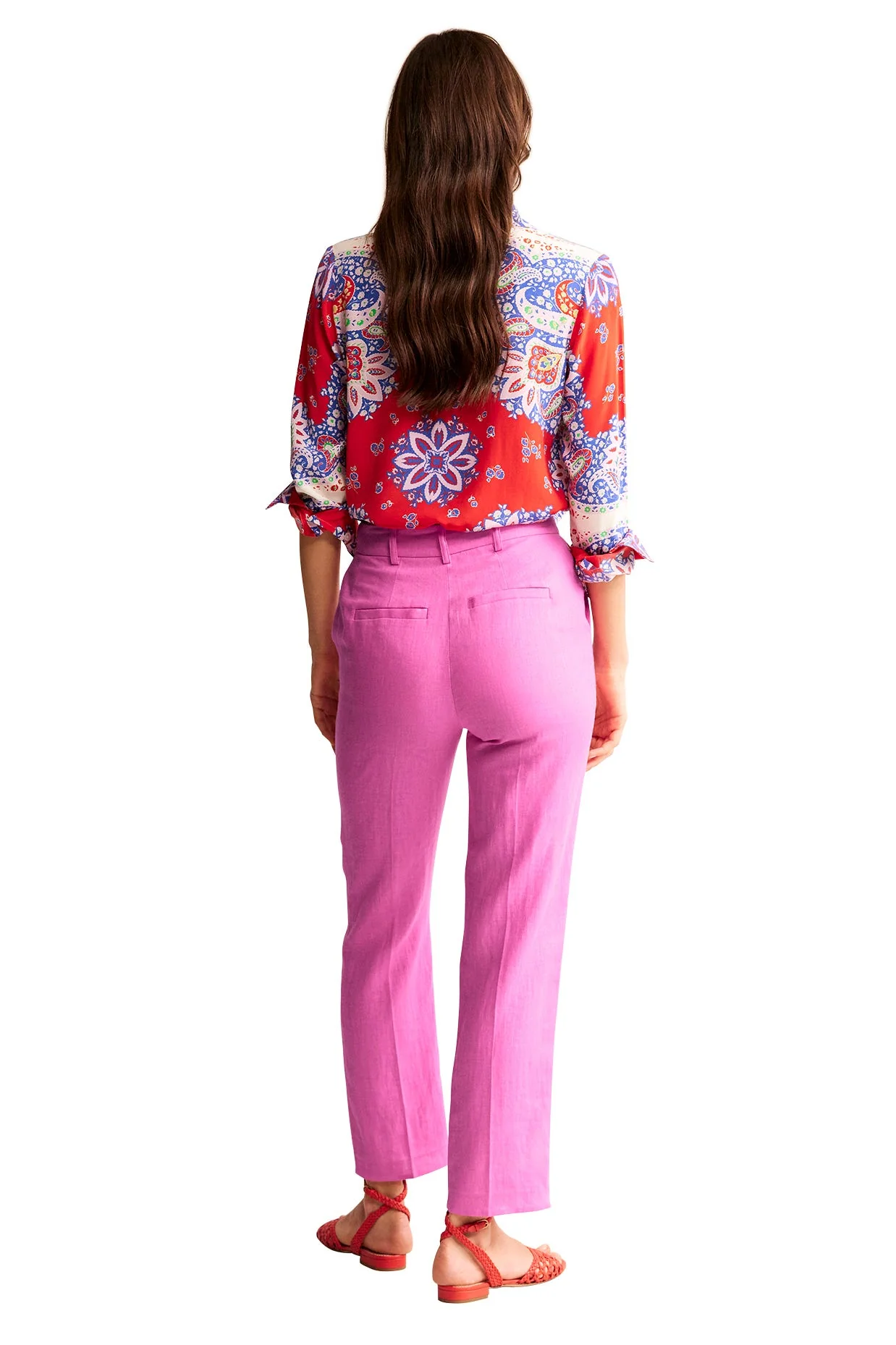 Kew Linen Trousers-Sangria Sunset - Image 6