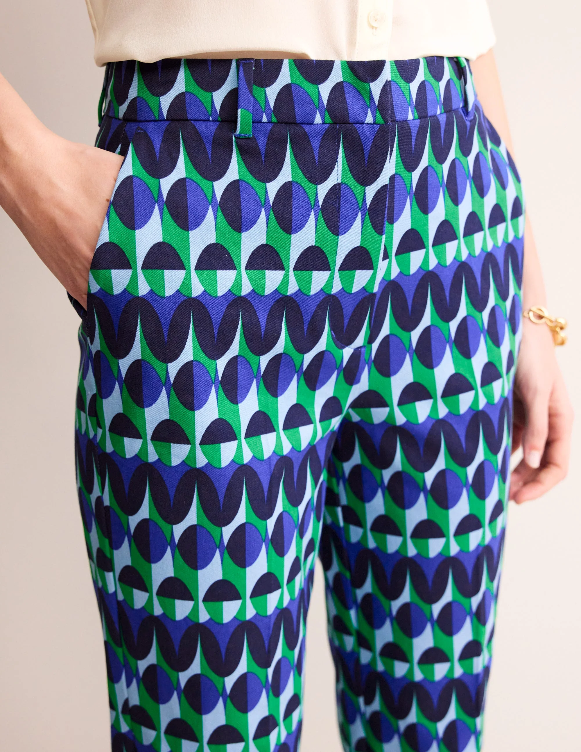 Kew Printed Trousers-Blue, Abstract Illusion - Image 2